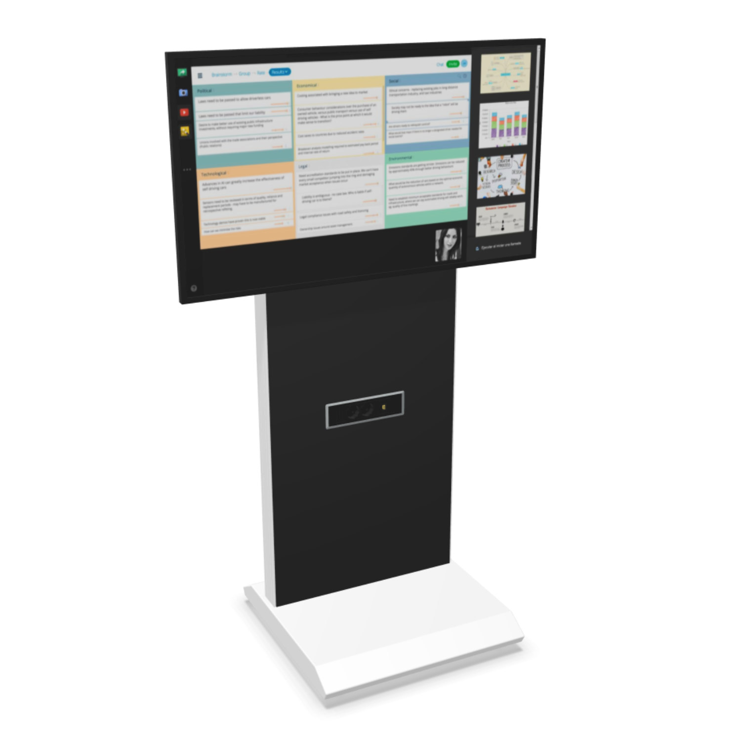 Actiu Caddy TBW38 TV - Monitor Ständer auf Rollen mit Power Frame