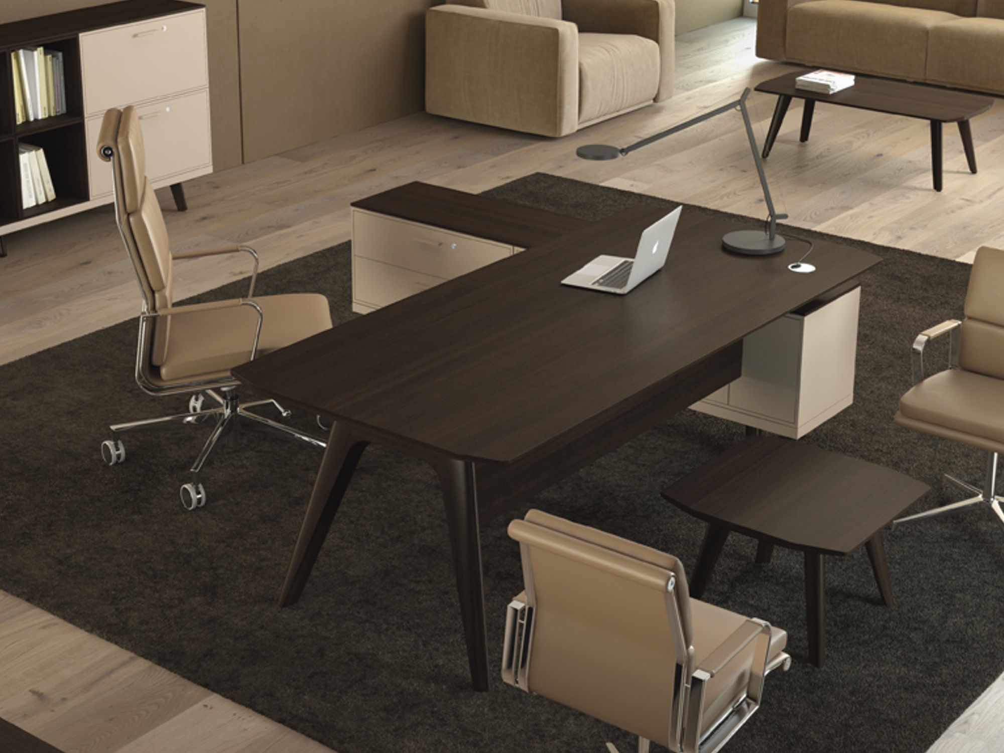 Bralco RAIL Executive Schreibtisch mit Sideboard in Eiche furniert