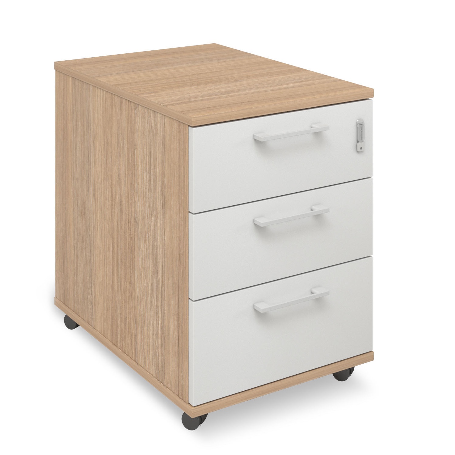 Melamin Rollcontainer mit 3 Schubladen