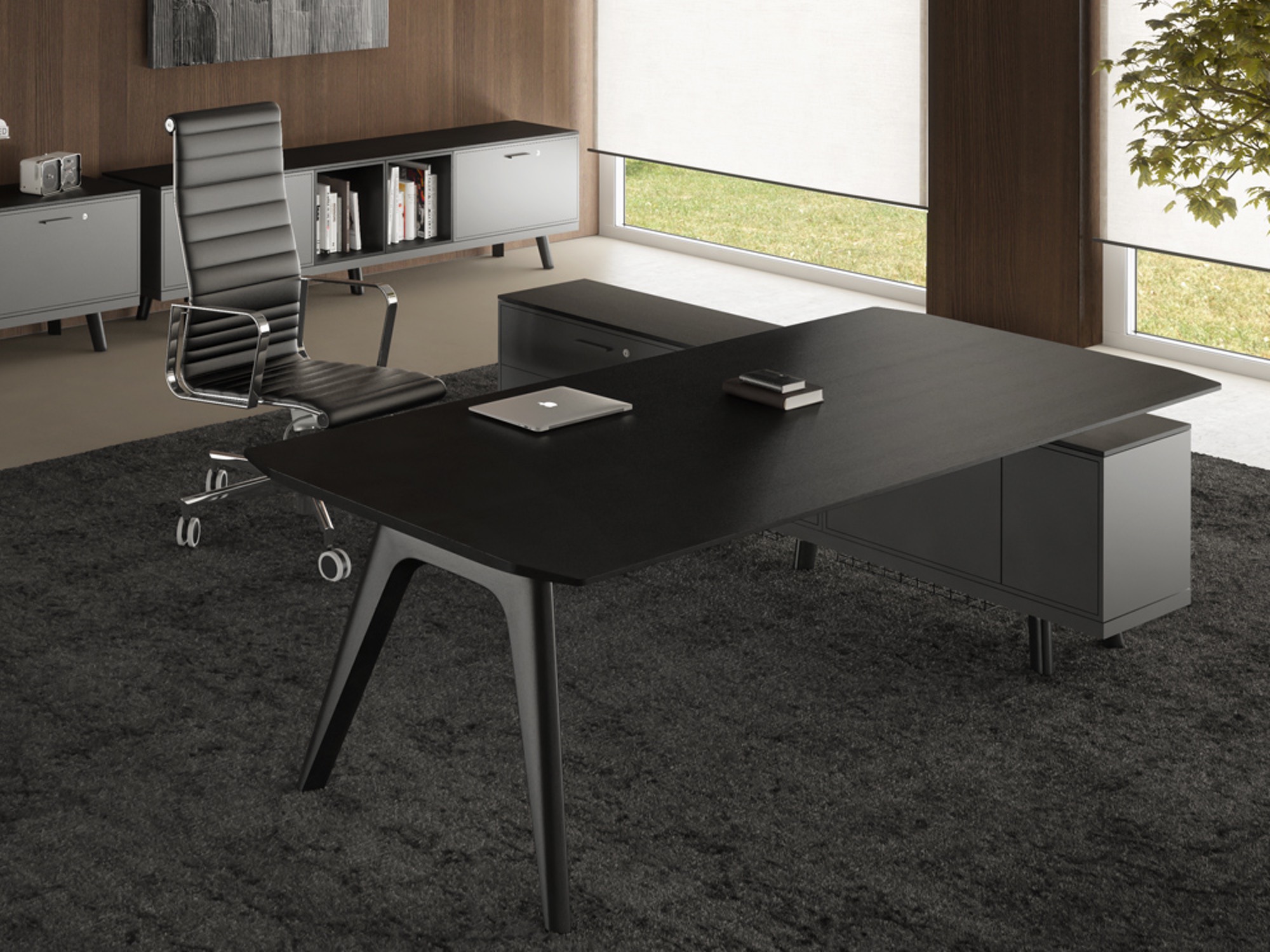 Bralco RAIL Executive Schreibtisch mit Sideboard in Eiche furniert
