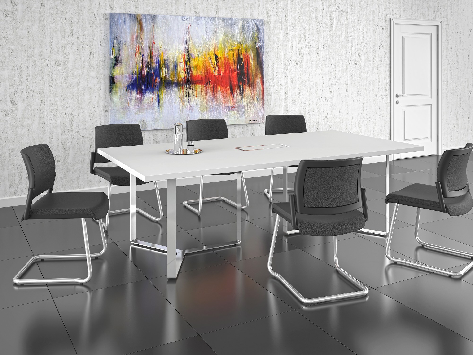 Konferenztisch PURE 240x120 cm mit Metallgestell und Kabelmanagement
