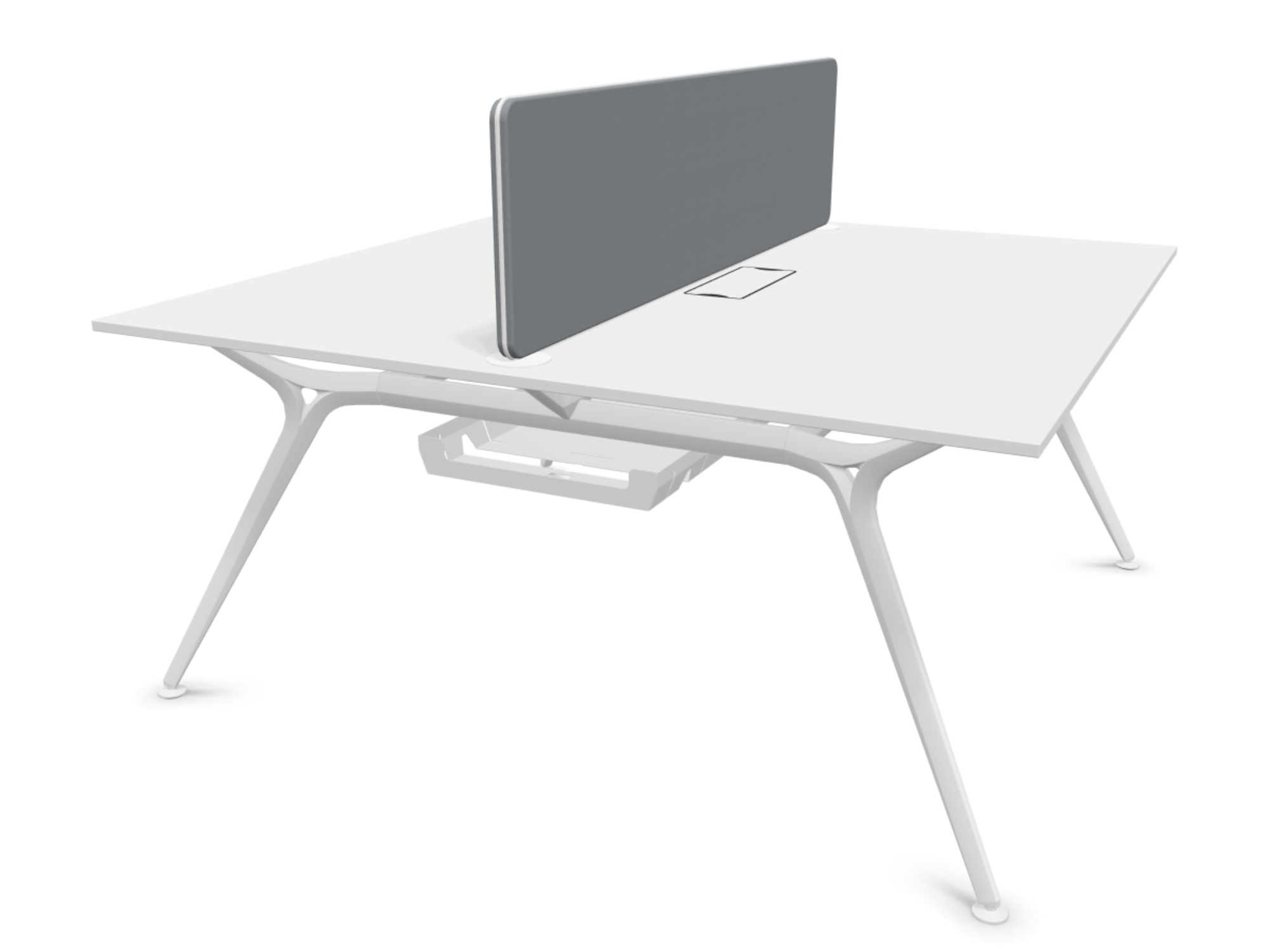 Designer Teamschreibtische mit Kabelwanne und Trennwand