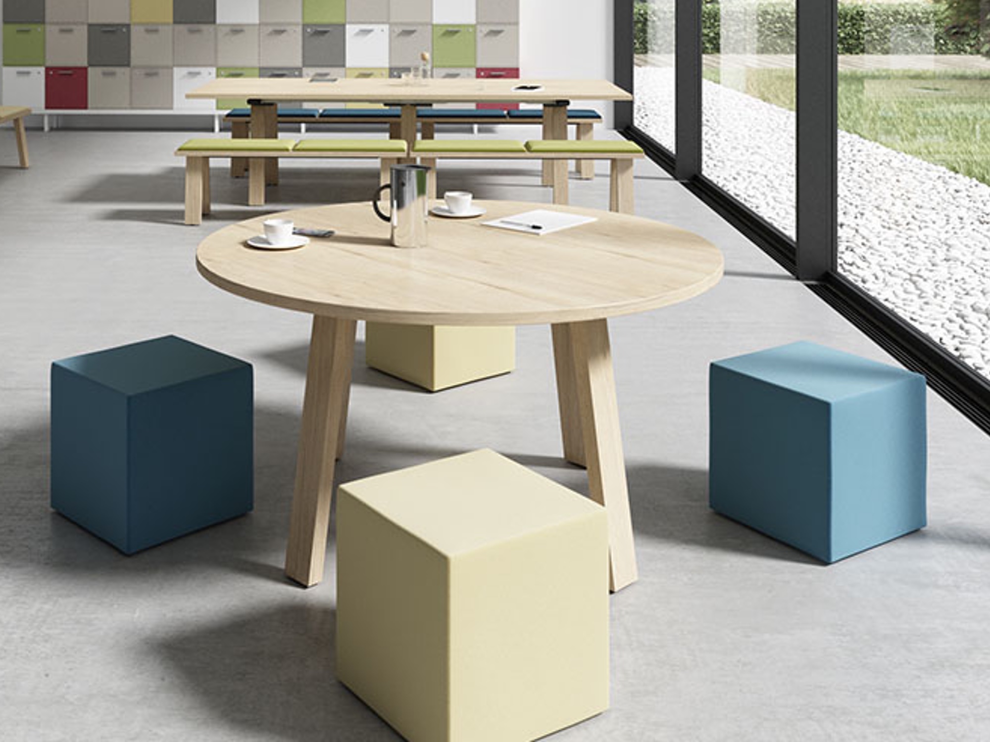 Bralco Take Off Farm Besprechungstisch rund im Holzdesign Eiche