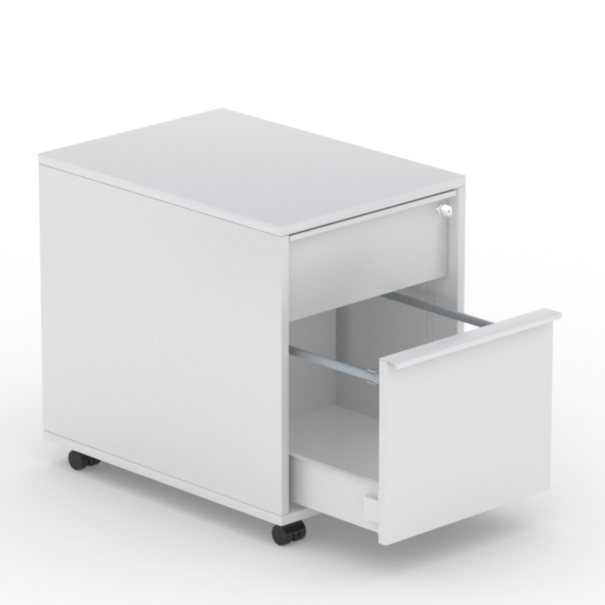 Rollcontainer FLEX T60 B43 H56 mit 1 x Schublade, 1 x Hängeregister und Schloss
