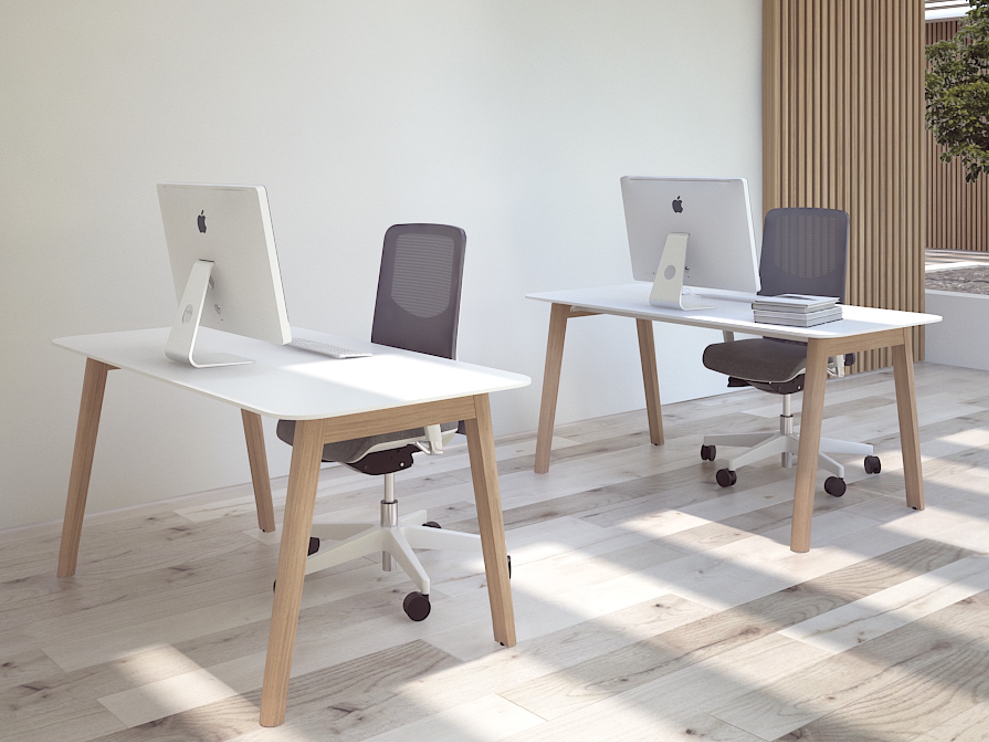 Schreibtisch Simple-Wood mit HPL Tischplatte und Eschegestell