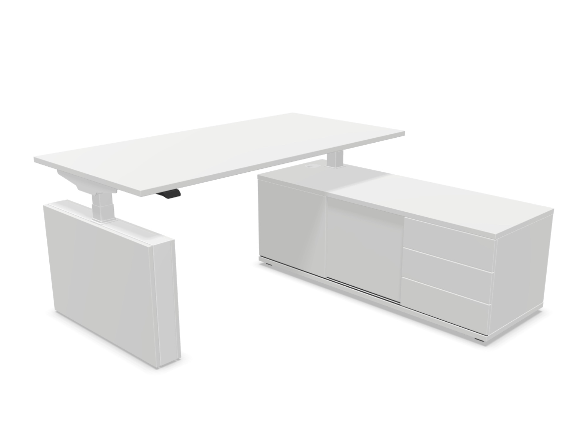Actiu Mobility Executive Schreibtisch elektrisch Höhenverstellung mit Sideboard rechts