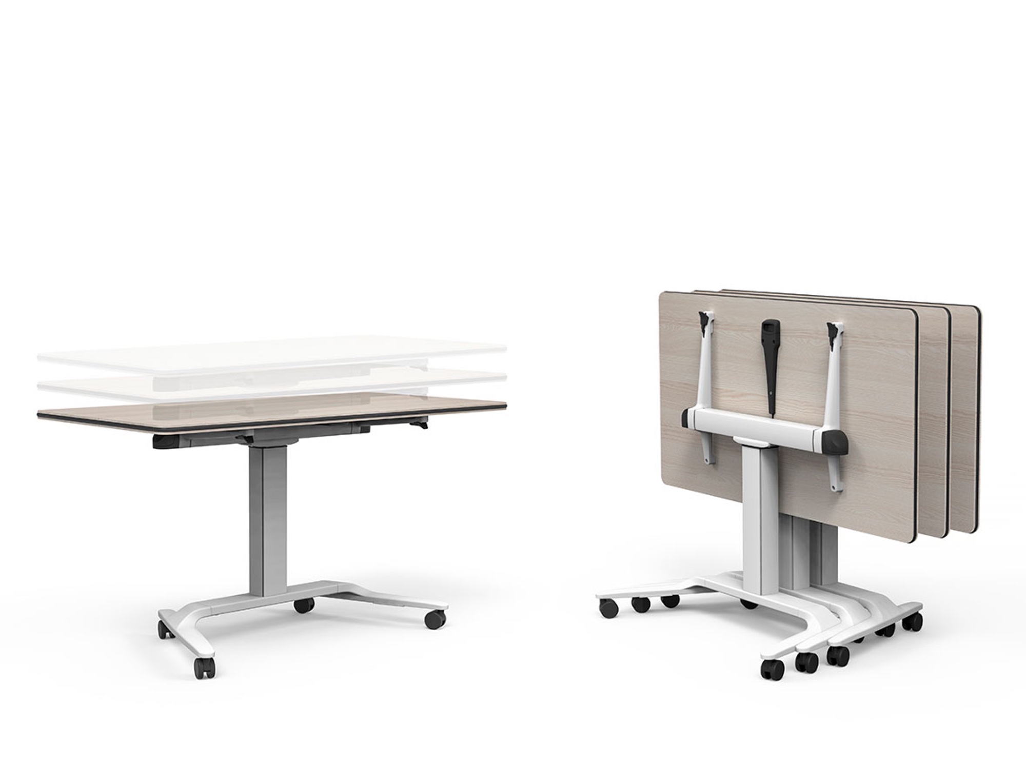 Actiu Talent 500 Schreibtisch Flip-Tisch, höhenverstellbar und rollbar