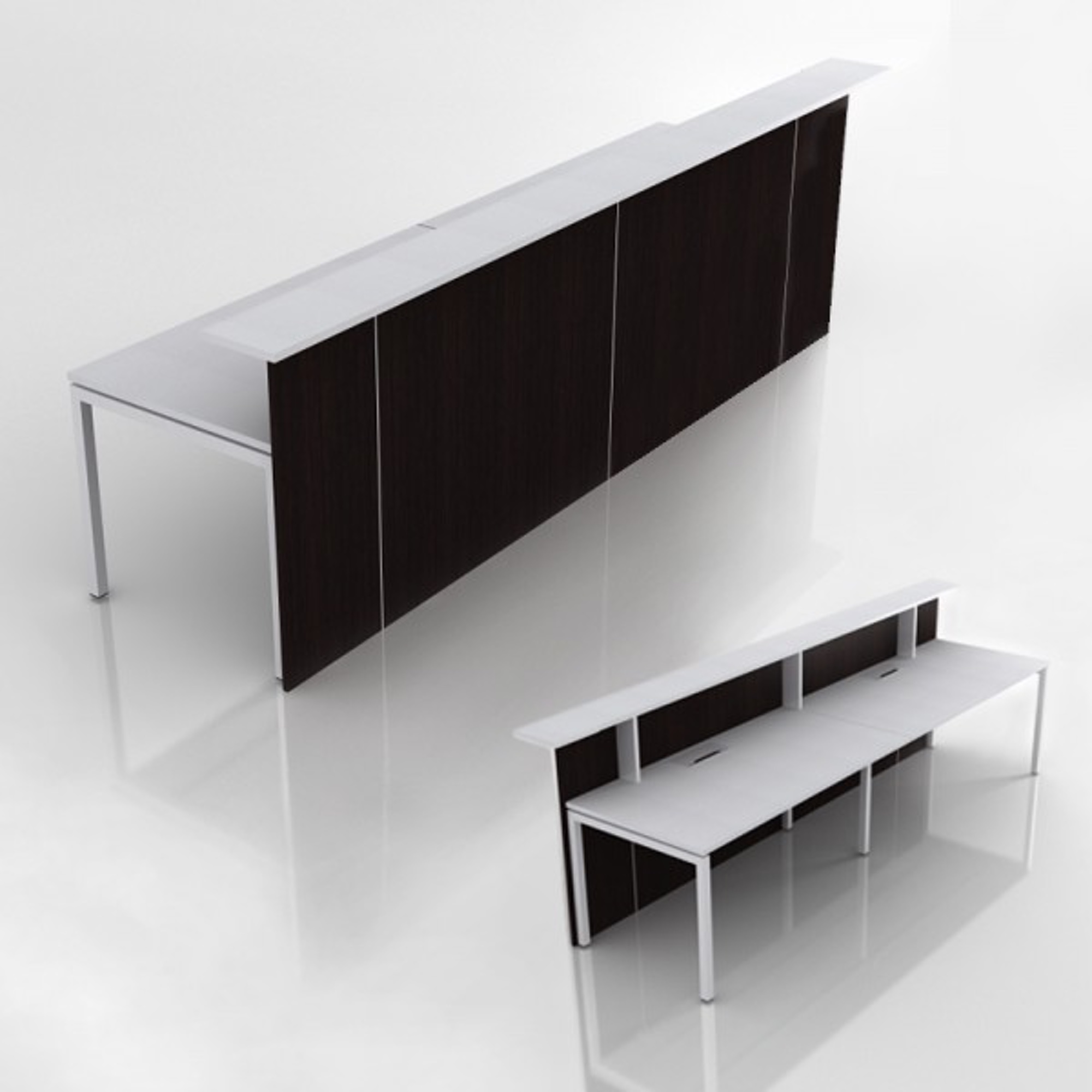 Empfangstheke FLEX 320x93,5 cm in Höhe 112,5 cm mit Ablage