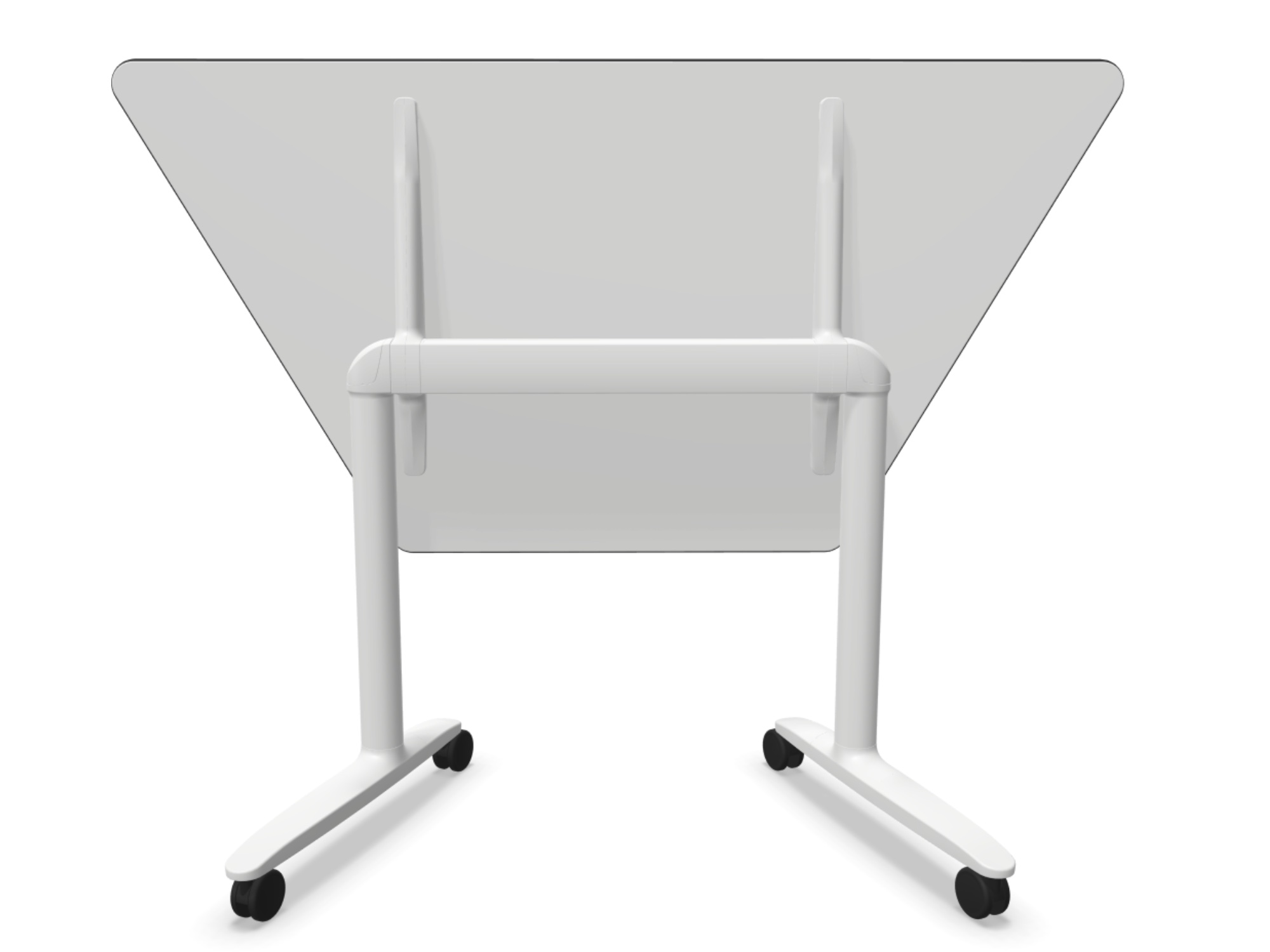 Klappbarer Rolltisch in Trapezform - Klapptisch in Trapez Form auf Rollen