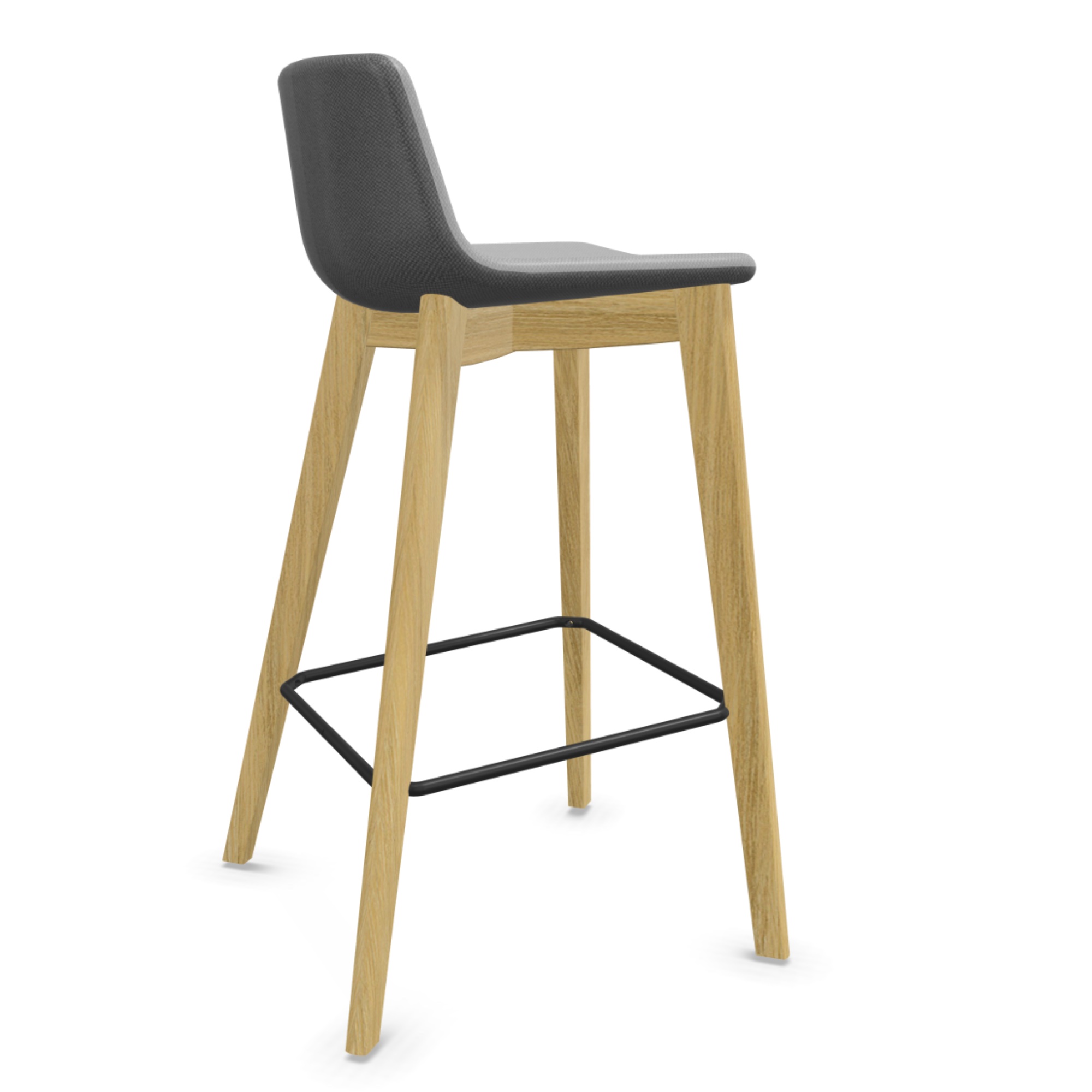 Designer Barstuhl mit Holzgestell und zweifarbiger Sitzschale