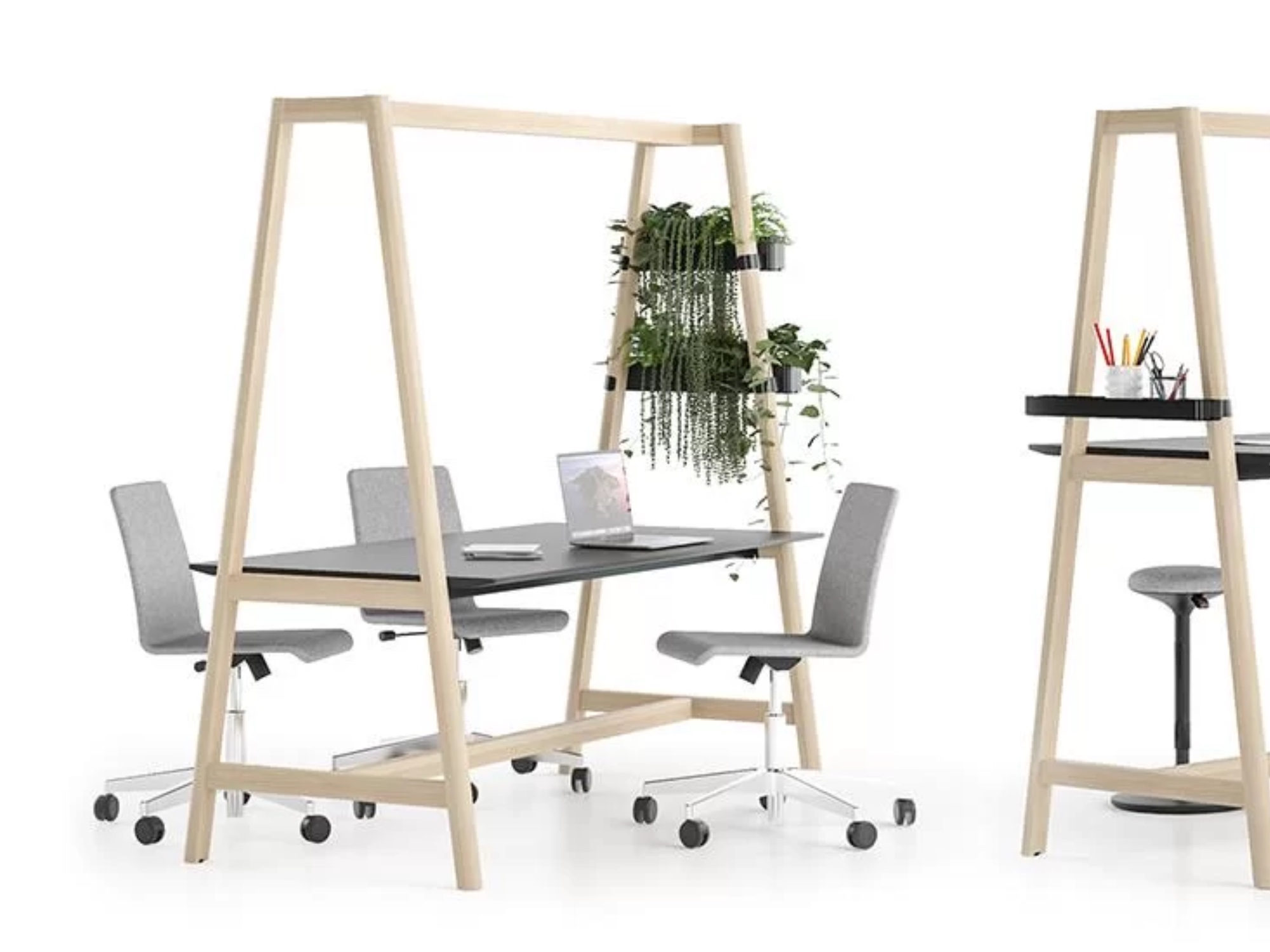 Stehtisch mit Stange für Blumenampel und Ablage für Pflanzen
