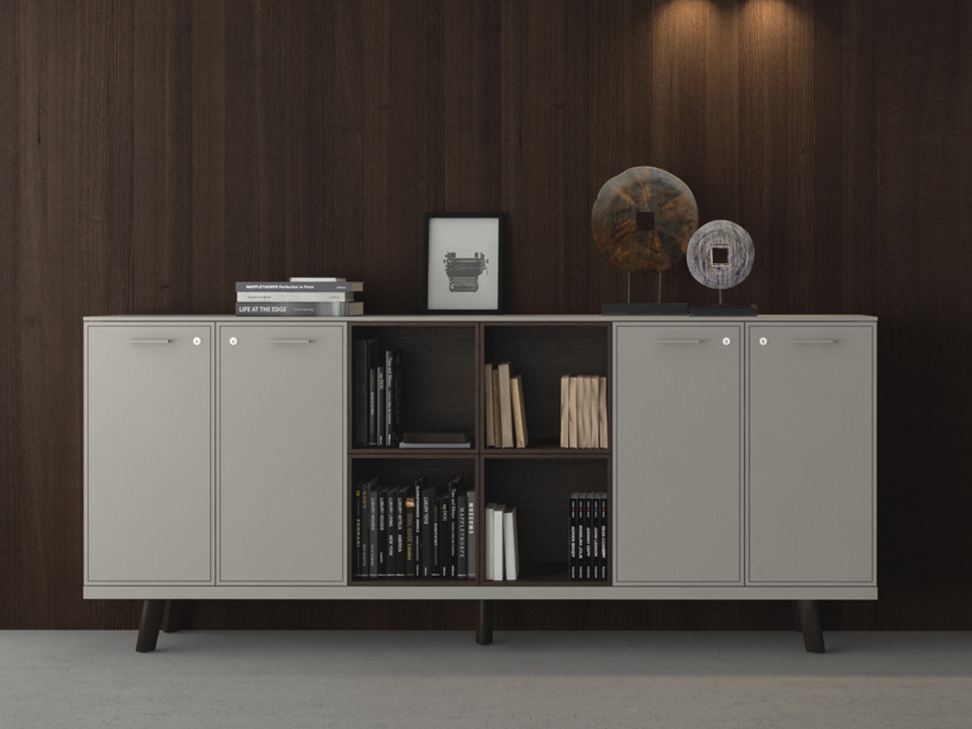 Bralco RAIL Sideboard 240,9x40x102,5 mit 4 Türen und 4 Fächer