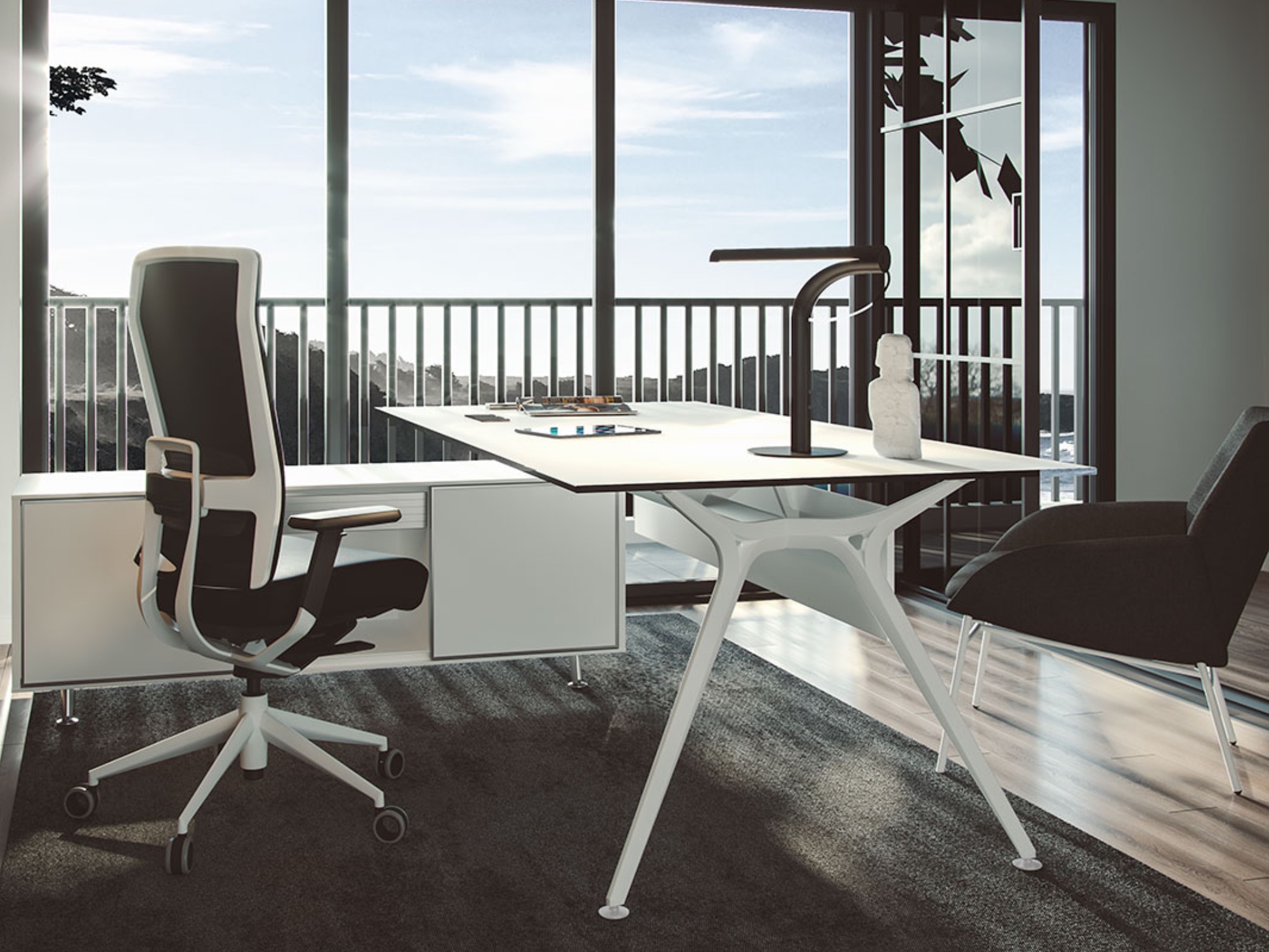 Designer Schreibtisch mit Sideboard von Actiu : Arkitek