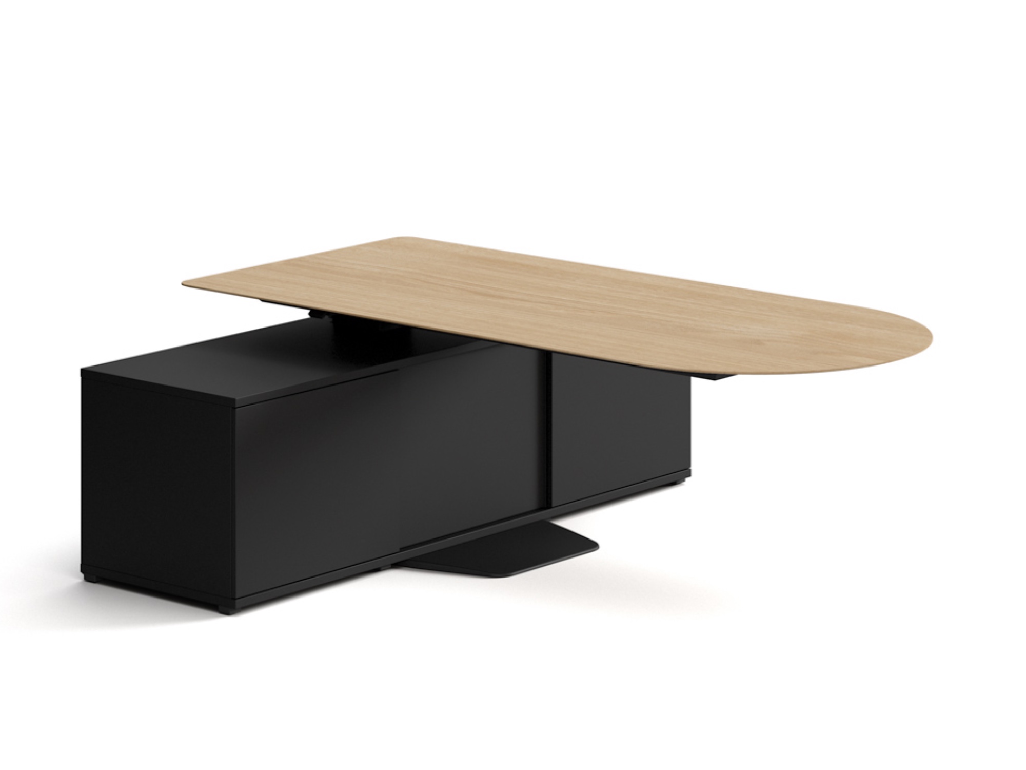 Actiu MENSSULA V4 Schreibtisch für das Management mit Sideboard und Tischplatte abgerundet mittig