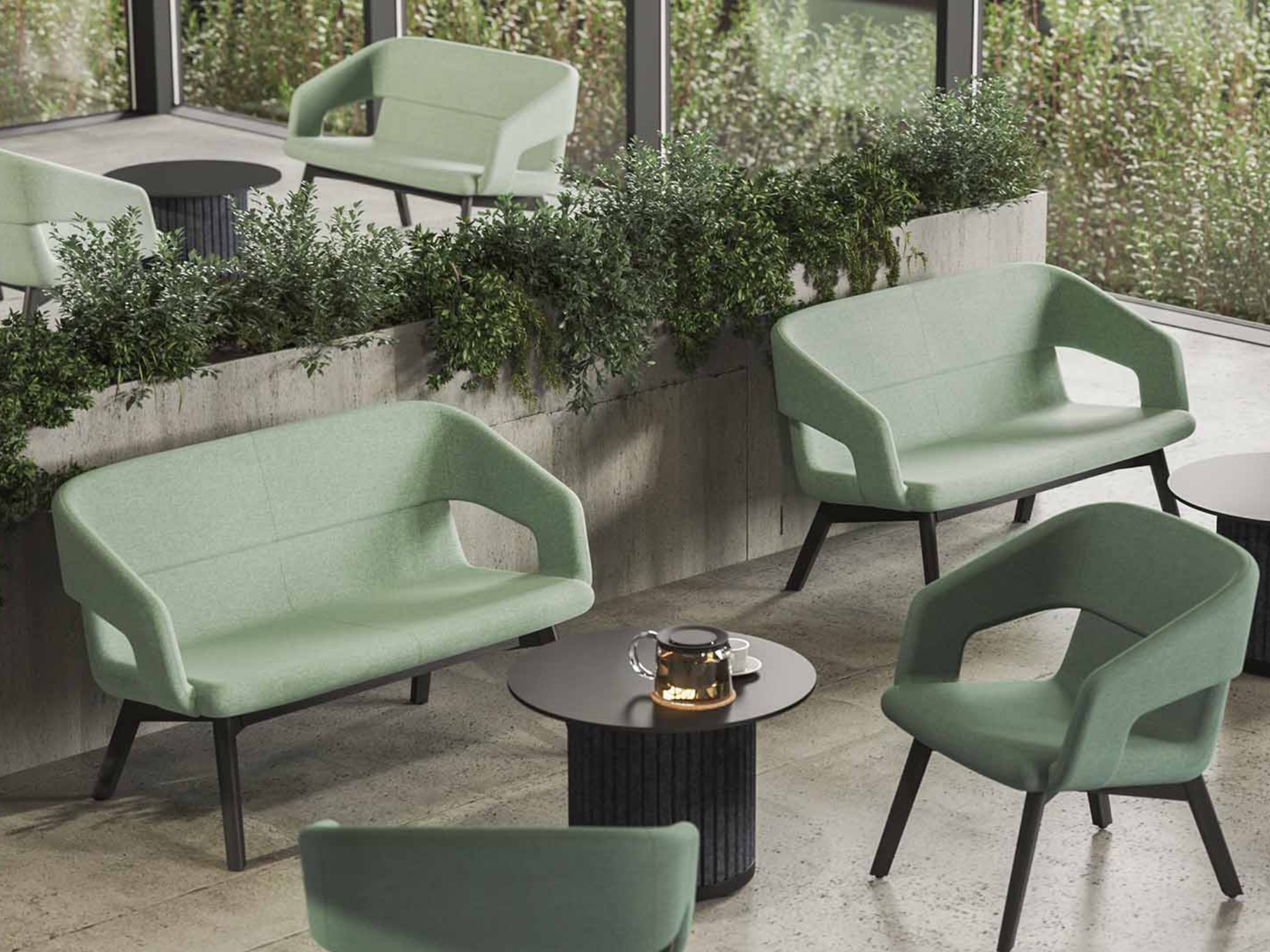 Premium Polstermoebel Sofa Sessel Lounge Holzgestell Eiche schwarz