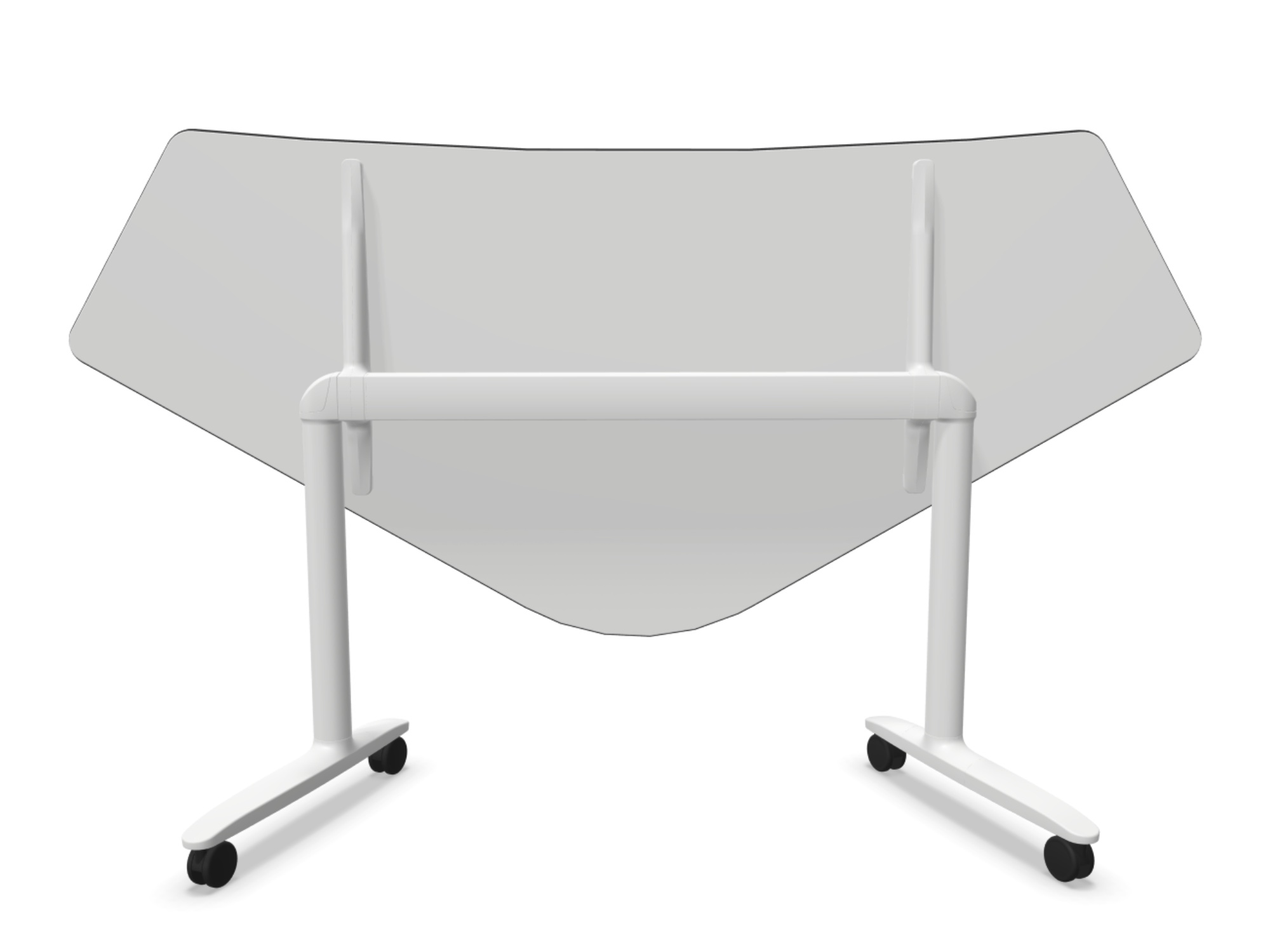 Klappbarer Rolltisch in V-Form - Klapptisch in Flügelform auf Rollen