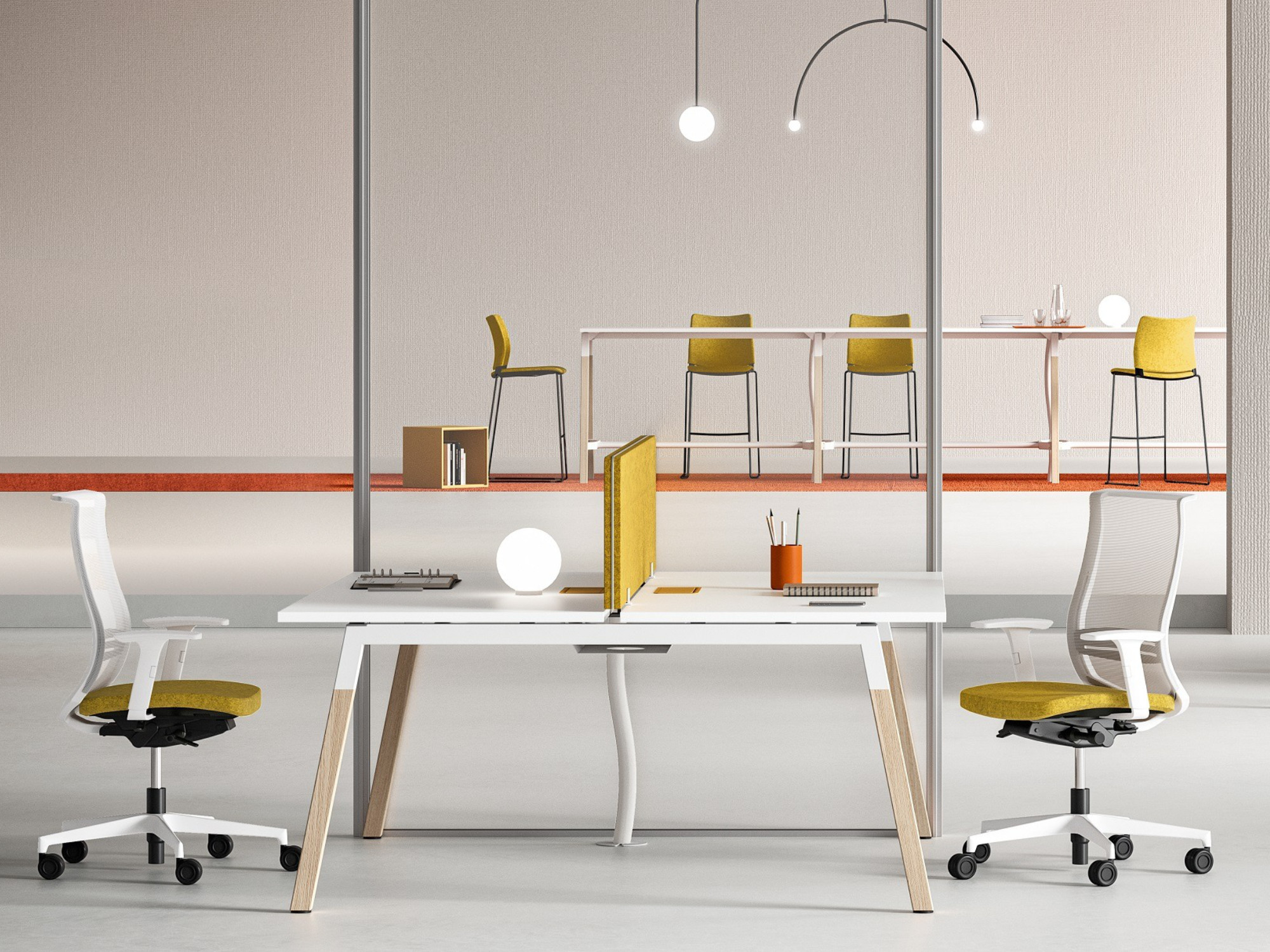 Bralco Polare Teamschreibtisch Design Eiche weiss