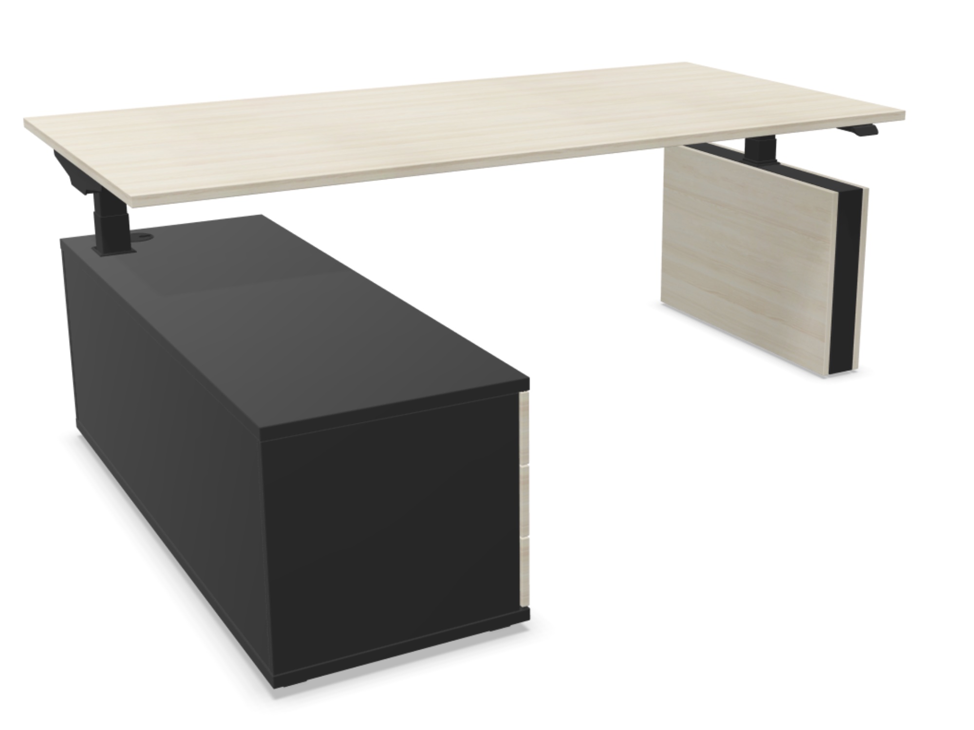 Actiu Steh Sitzschreibtisch Mobility Executive Sideboard links