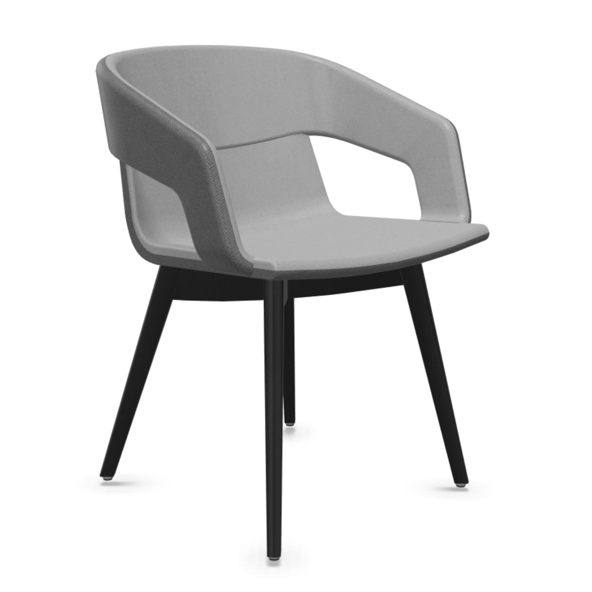 Designer Besucherstuhl Sitzschale mit Holzgestell Esche schwarz