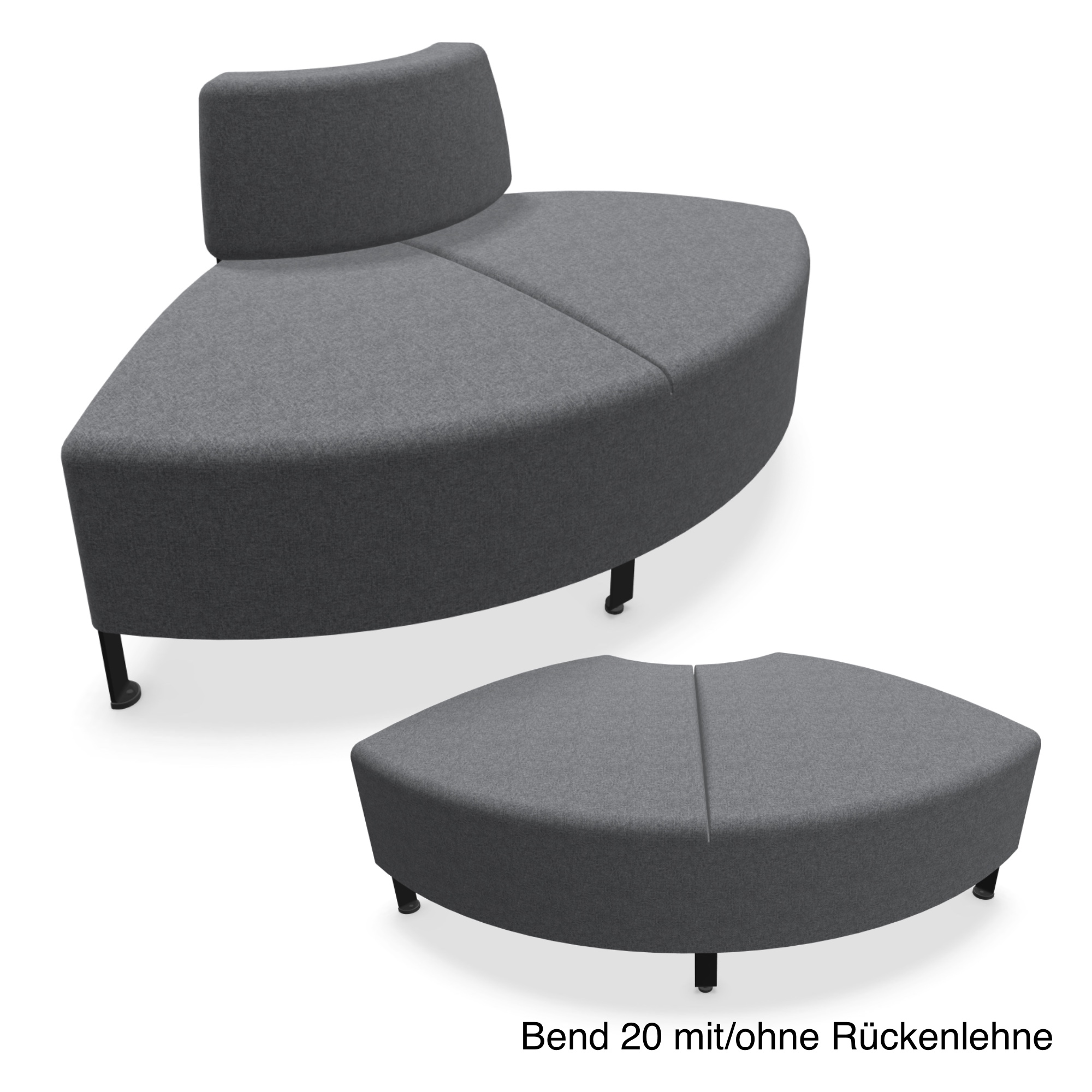 Actiu Bend 20 Sitzelement Kreisform viertel mit tiefer Sitzfläche