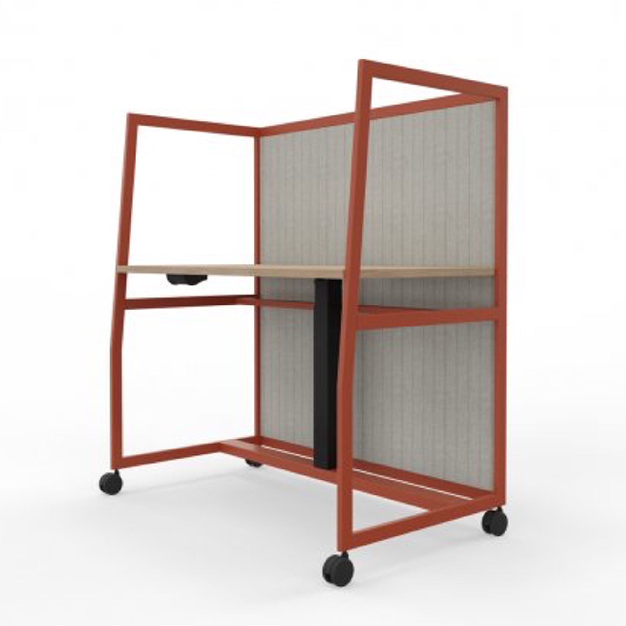 Schreibtisch rollbar mit akustischer Abschirmung