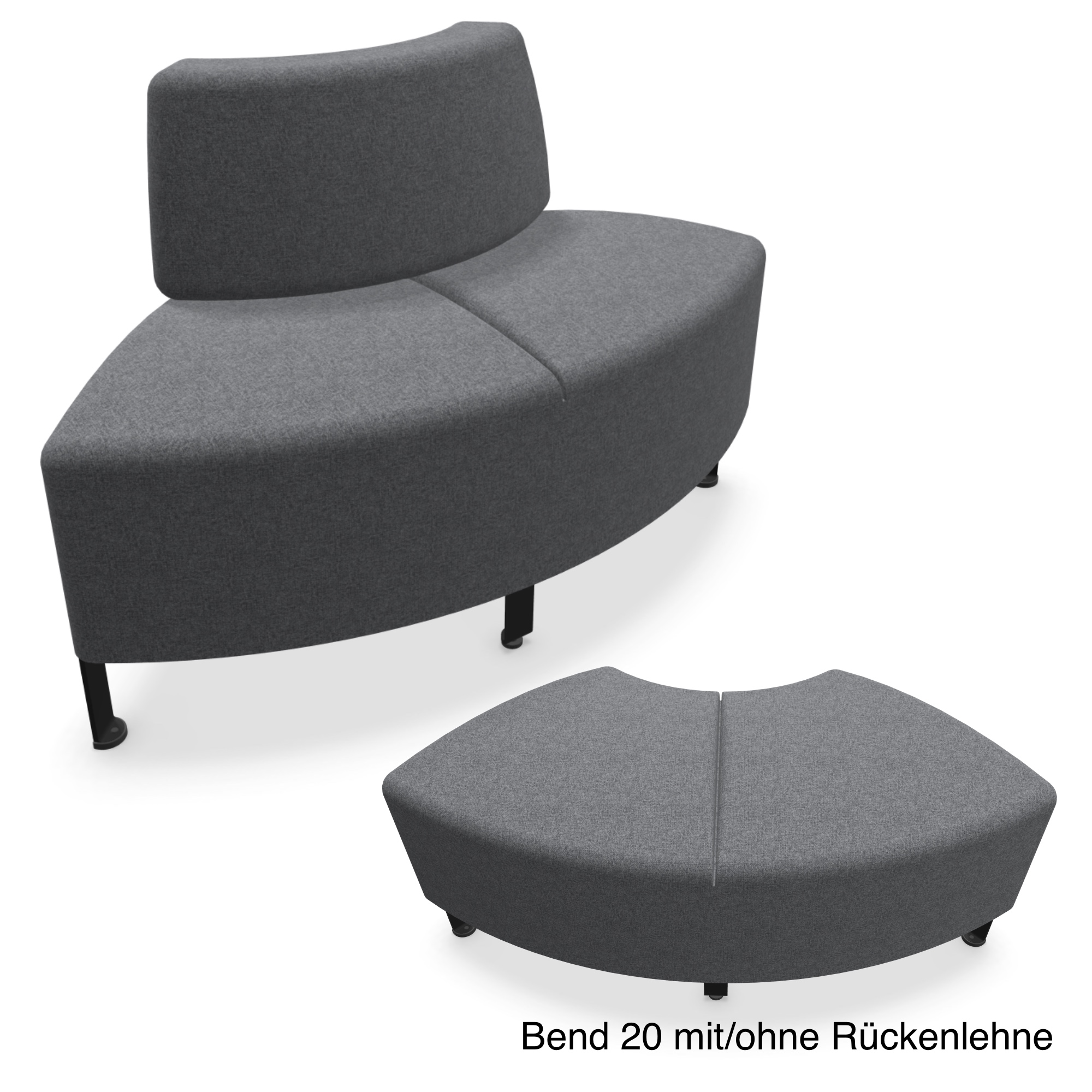 Actiu Bend F42 F53 Sitzelement Viertelkreis schmale Sitzfläche