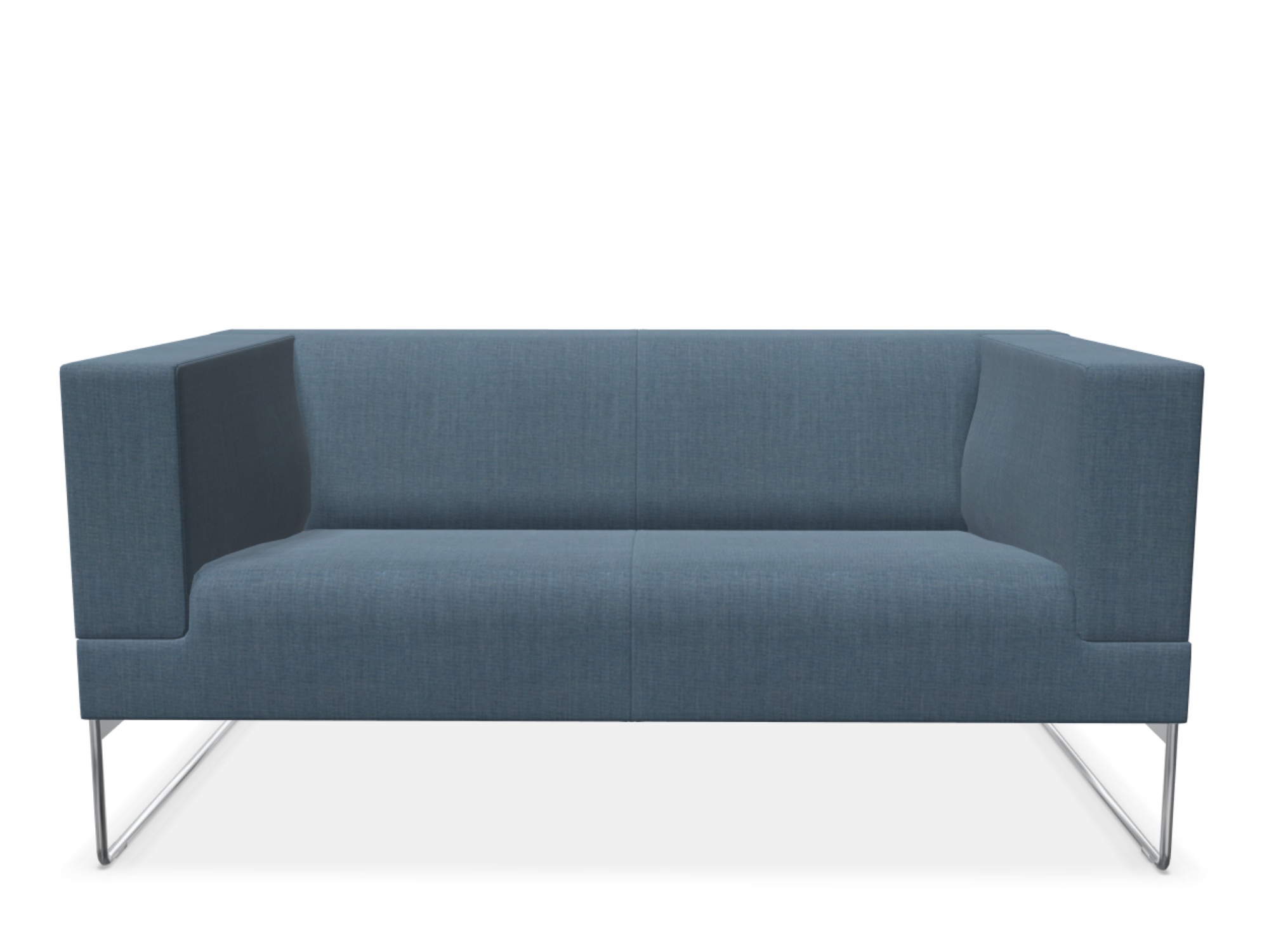 Loungemoebel Sofa Noti Kufengestell Edelstahl Stoff blau