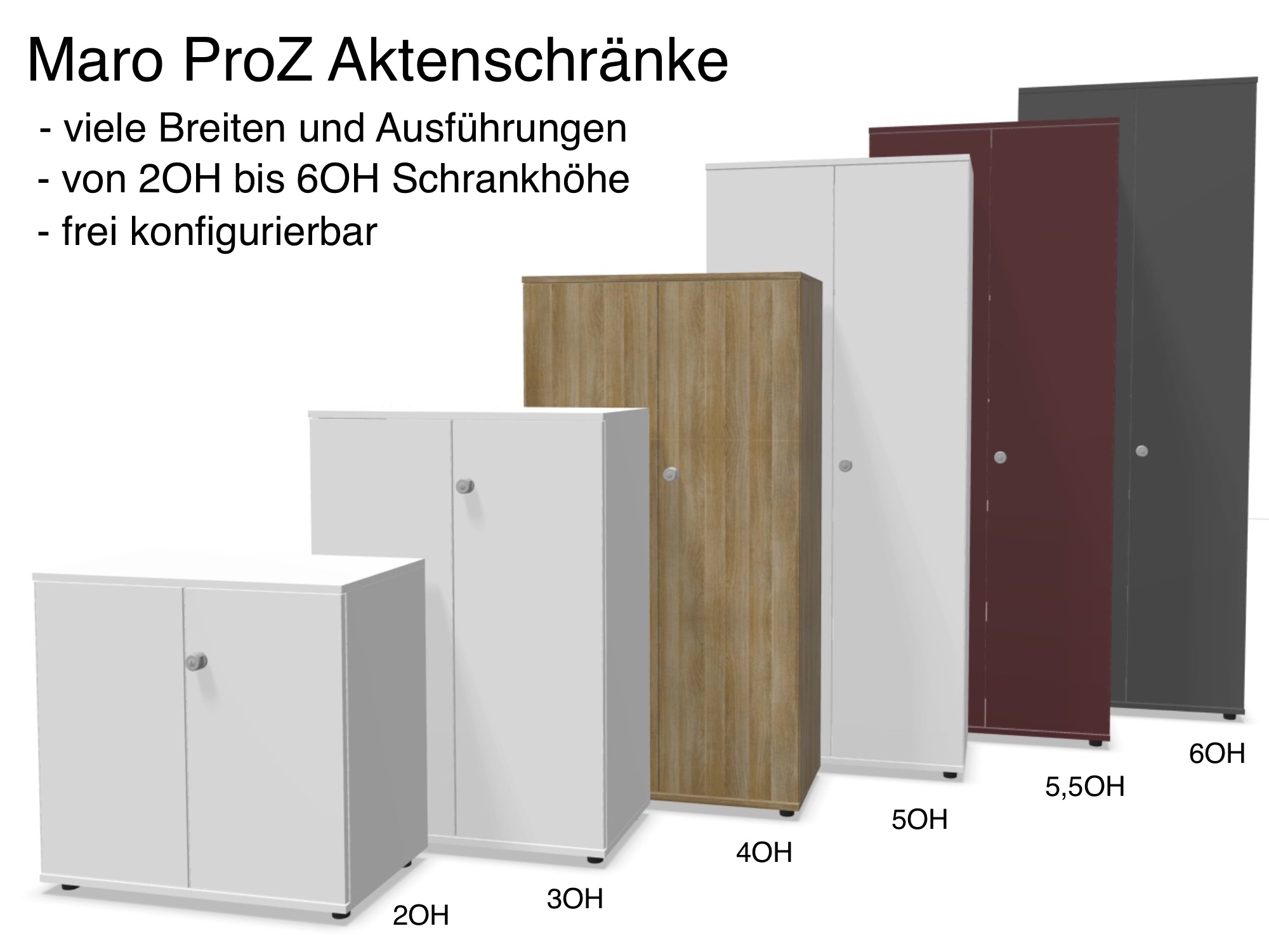 Maro Pro Z Aktenschränke mit Flügeltüren in 2OH bis 6OH