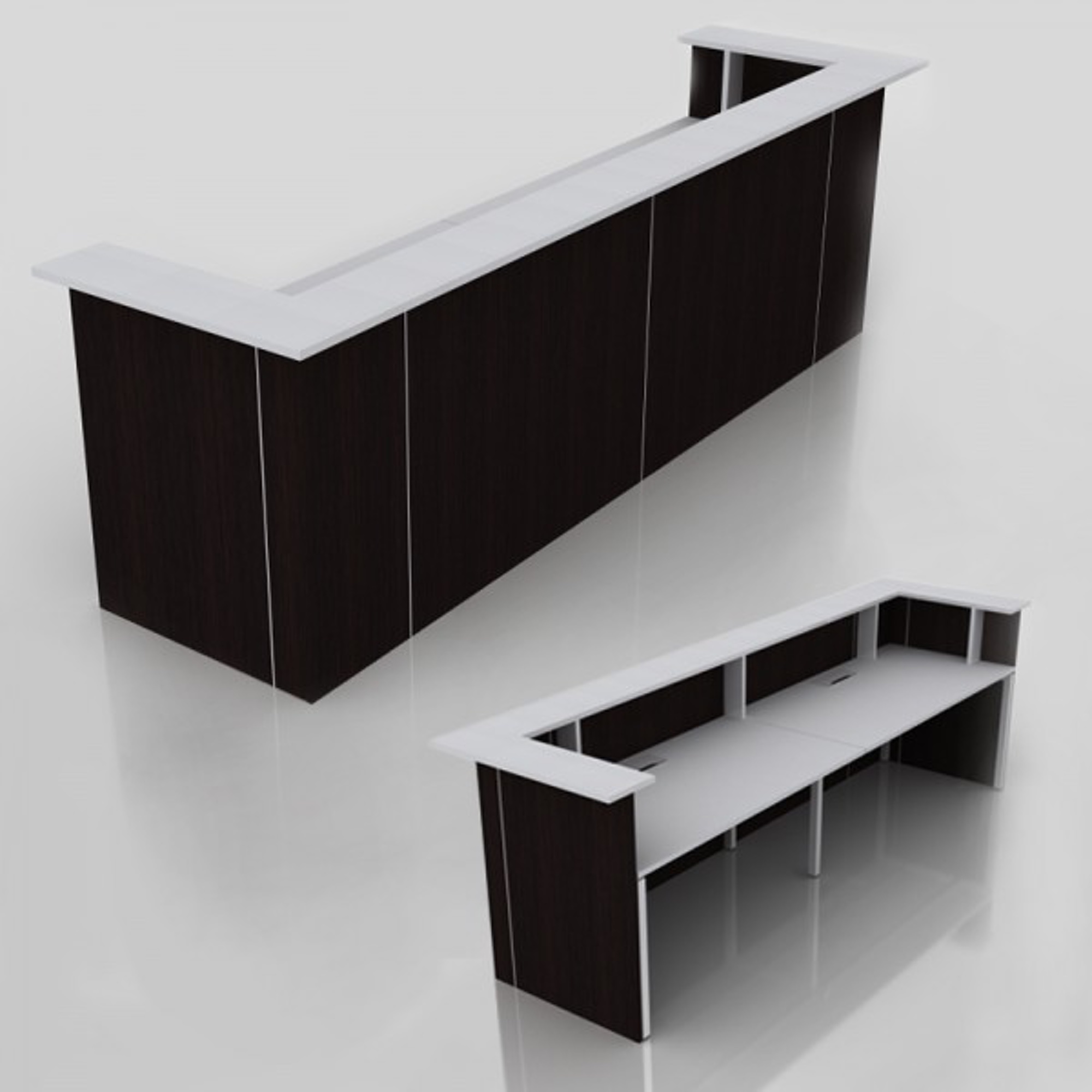 Empfangstheke FLEX 347x93,5 cm in Höhe 112,5 cm mit Ablage in U-Form