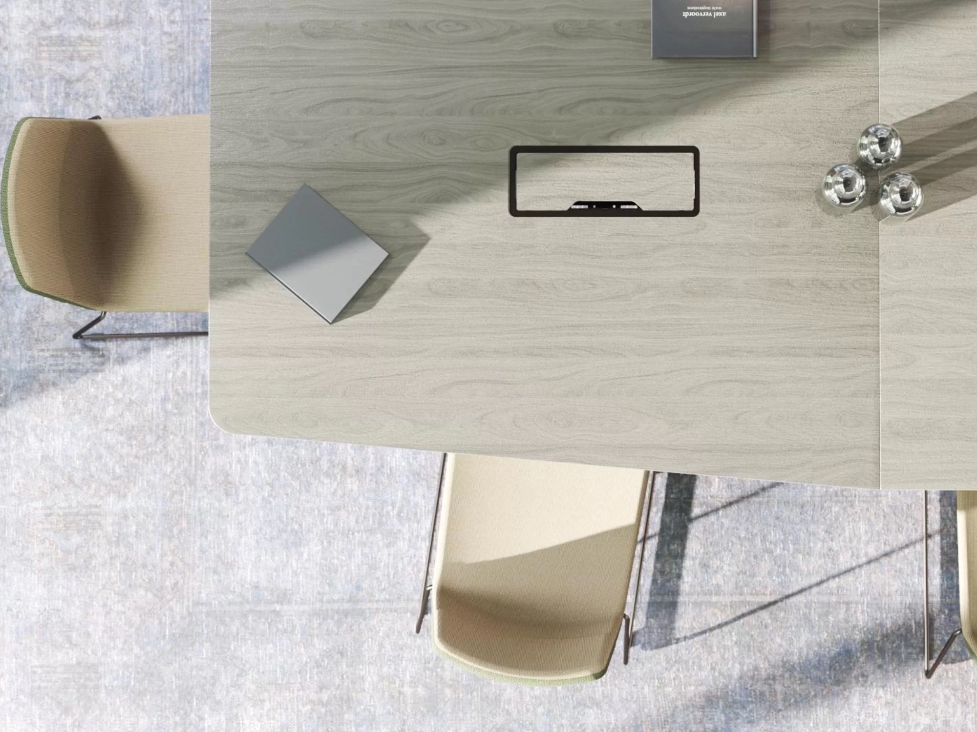 Konferenztisch AROSS mit Tischplatte Furnier in 420x120 cm bootsform