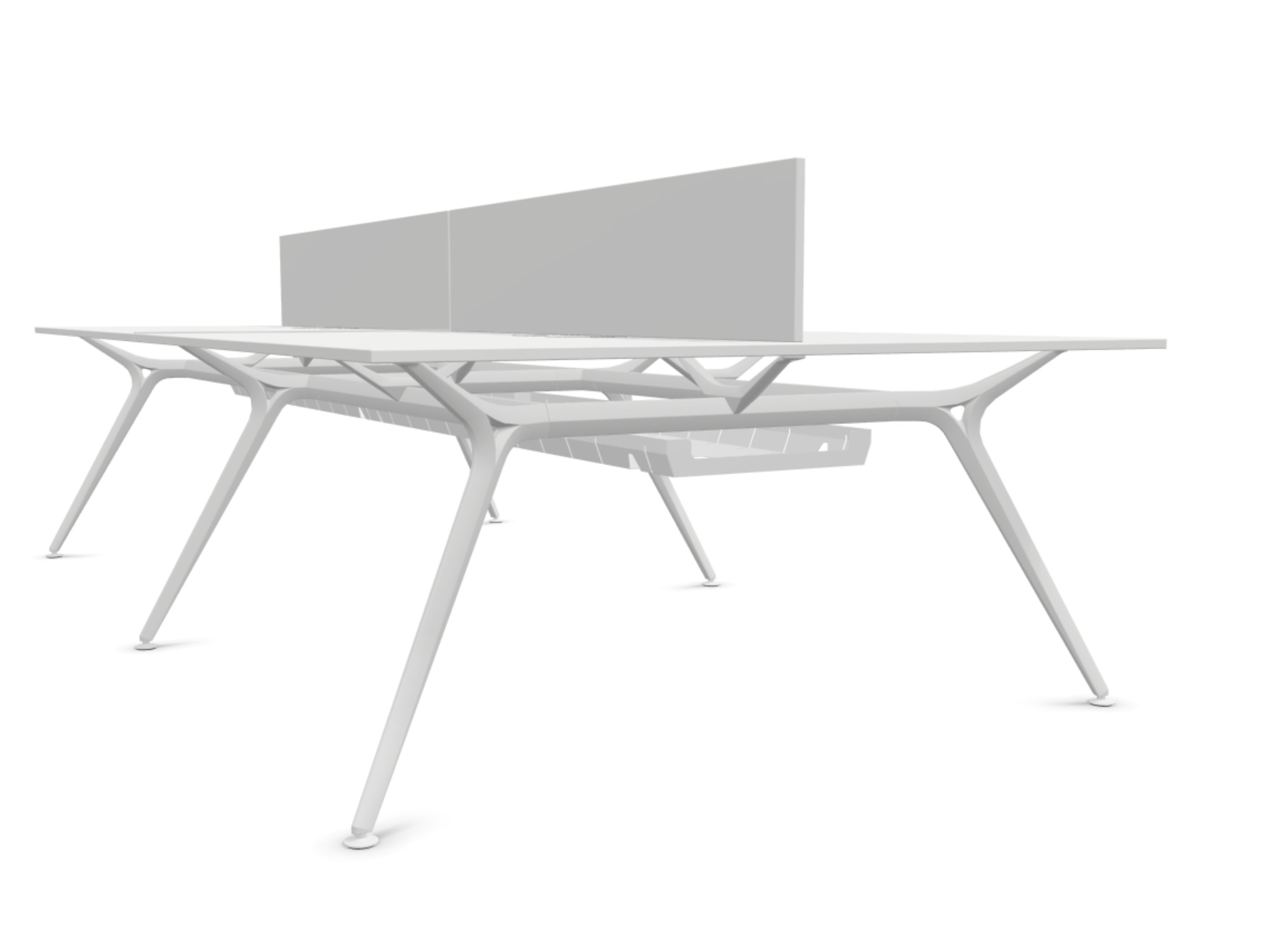 Designer Teamarbeitsolatz für 4 Personen mit Screen und Kabelwanne