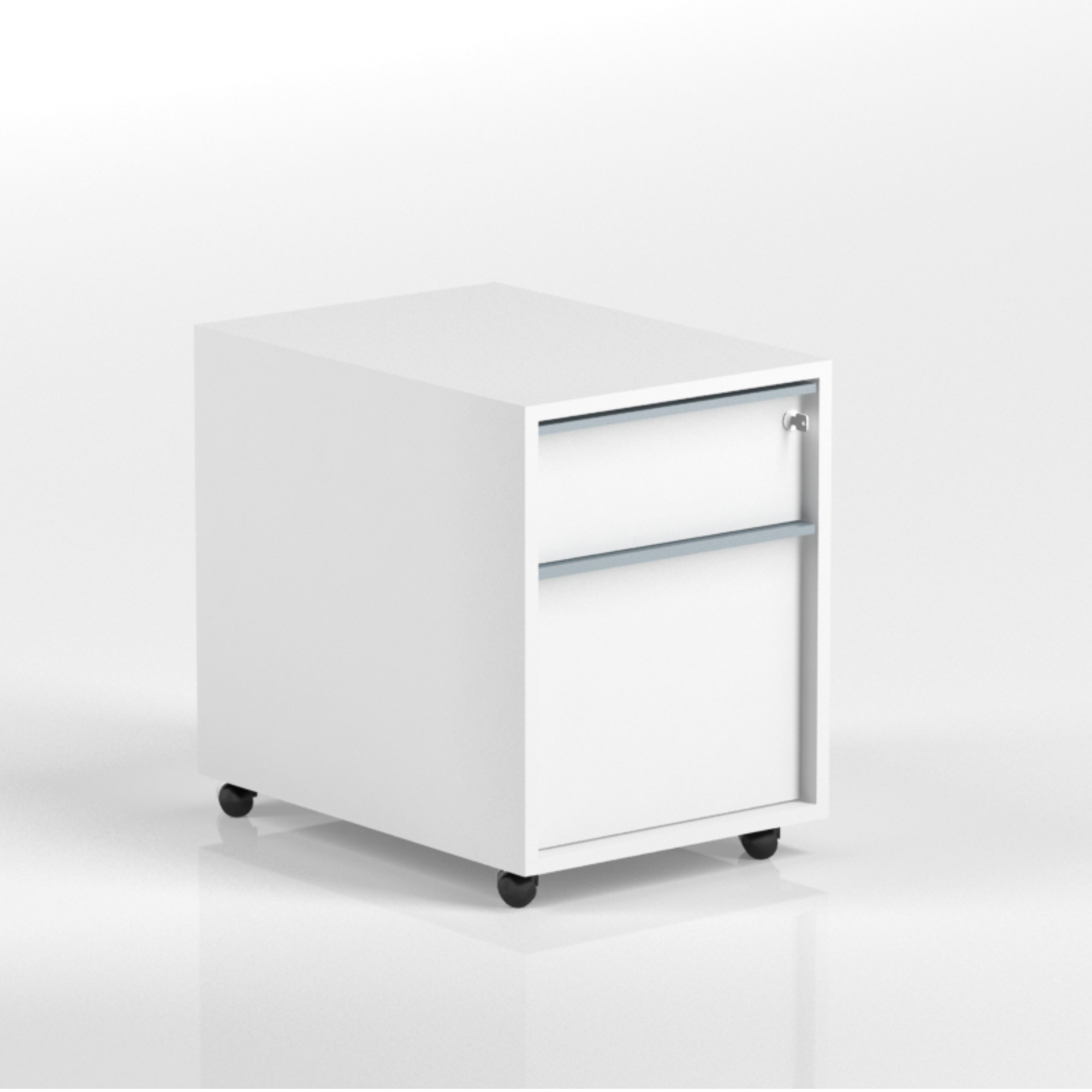 Rollcontainer FLEX T60 B43 H56 mit 1 x Schublade, 1 x Hängeregister und Schloss