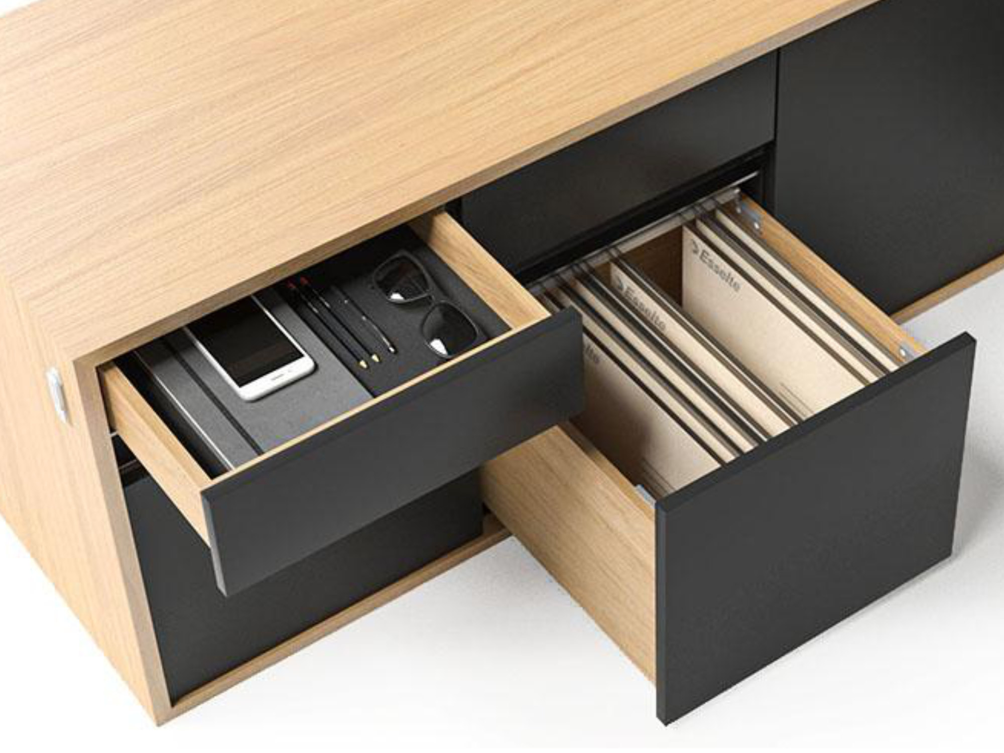 Gabler Büromöbel Executive Steh-Sitz-Schreibtisch EmoXXion mit Sideboard elektrisch höhenverstellbar