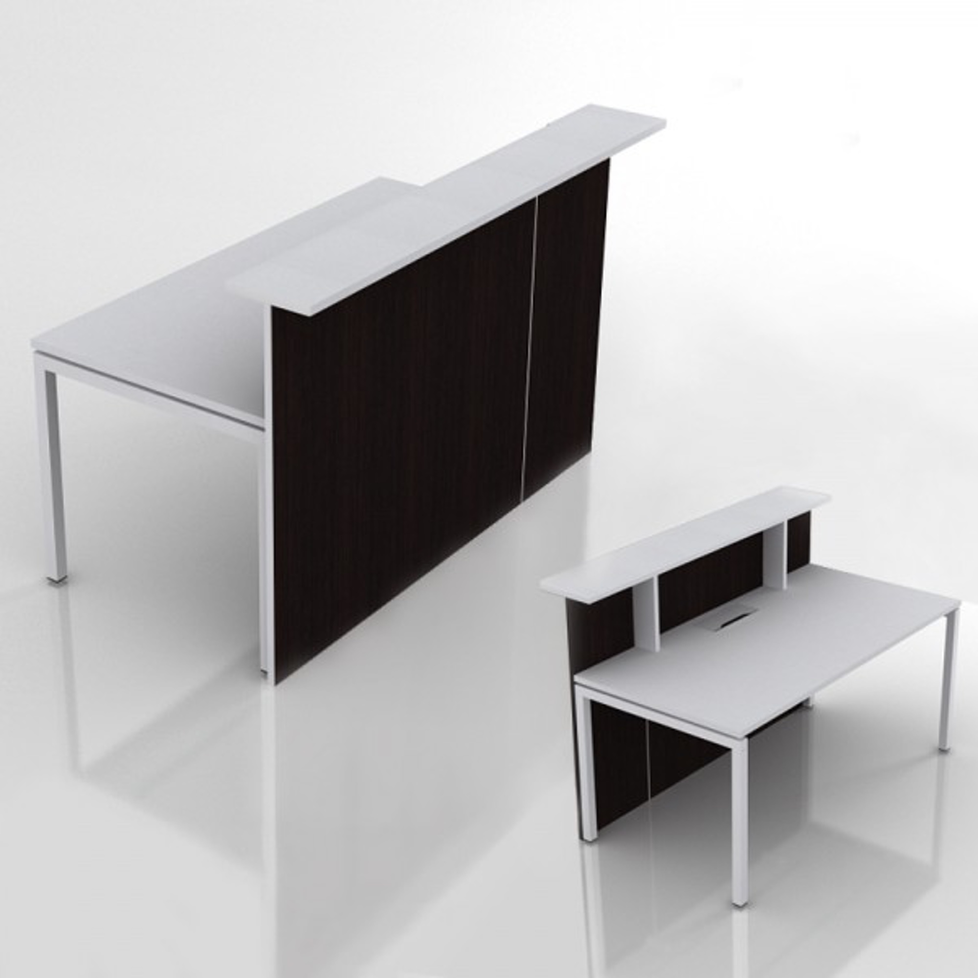Empfangstheke FLEX 160x93,5 cm in Höhe 112,5 cm mit Ablage