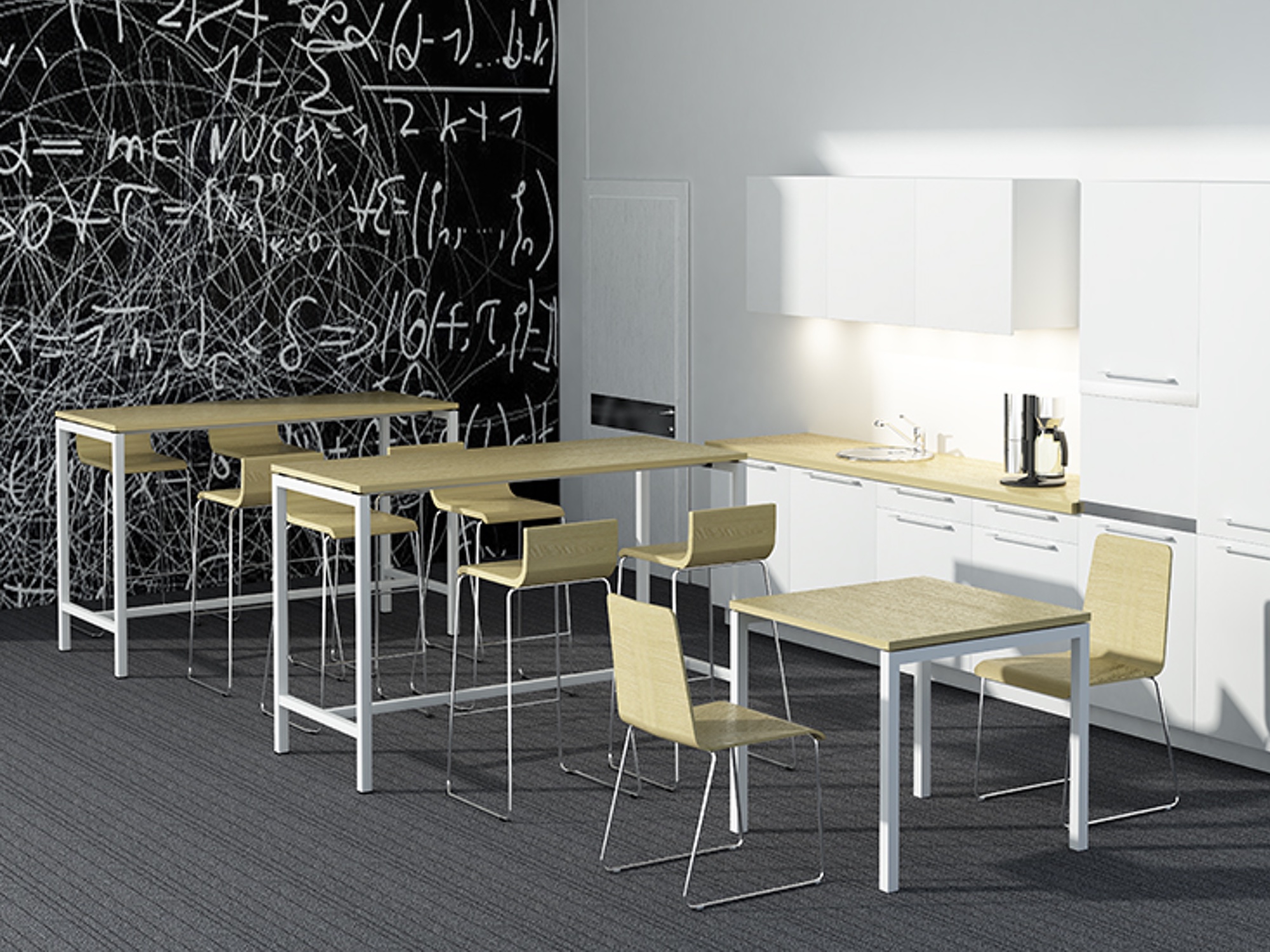 Stehtisch FLEX 160/180x70 cm mit 4-Beingestell in Höhe 90 oder 105 cm