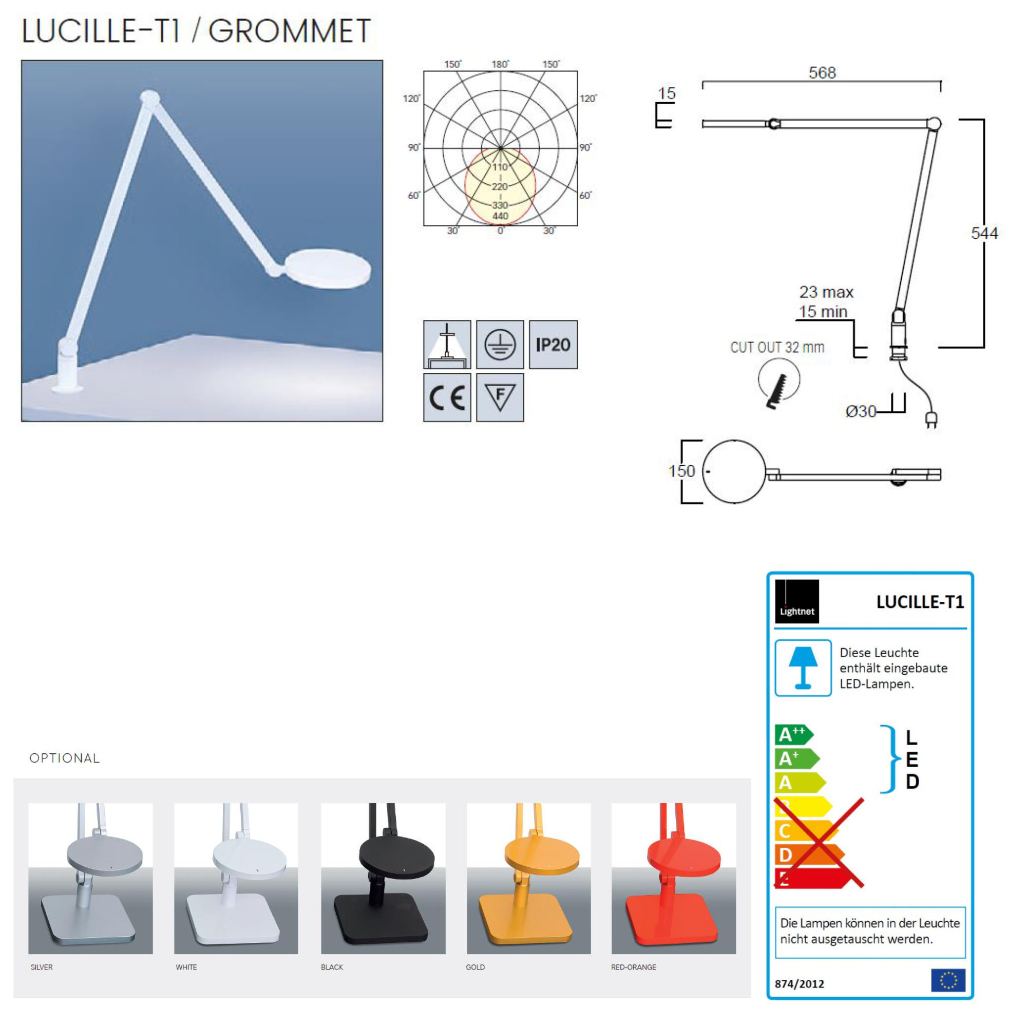 Lightnet Tischleuchte Lucielle T1 10W LED mit Tischbefestigung
