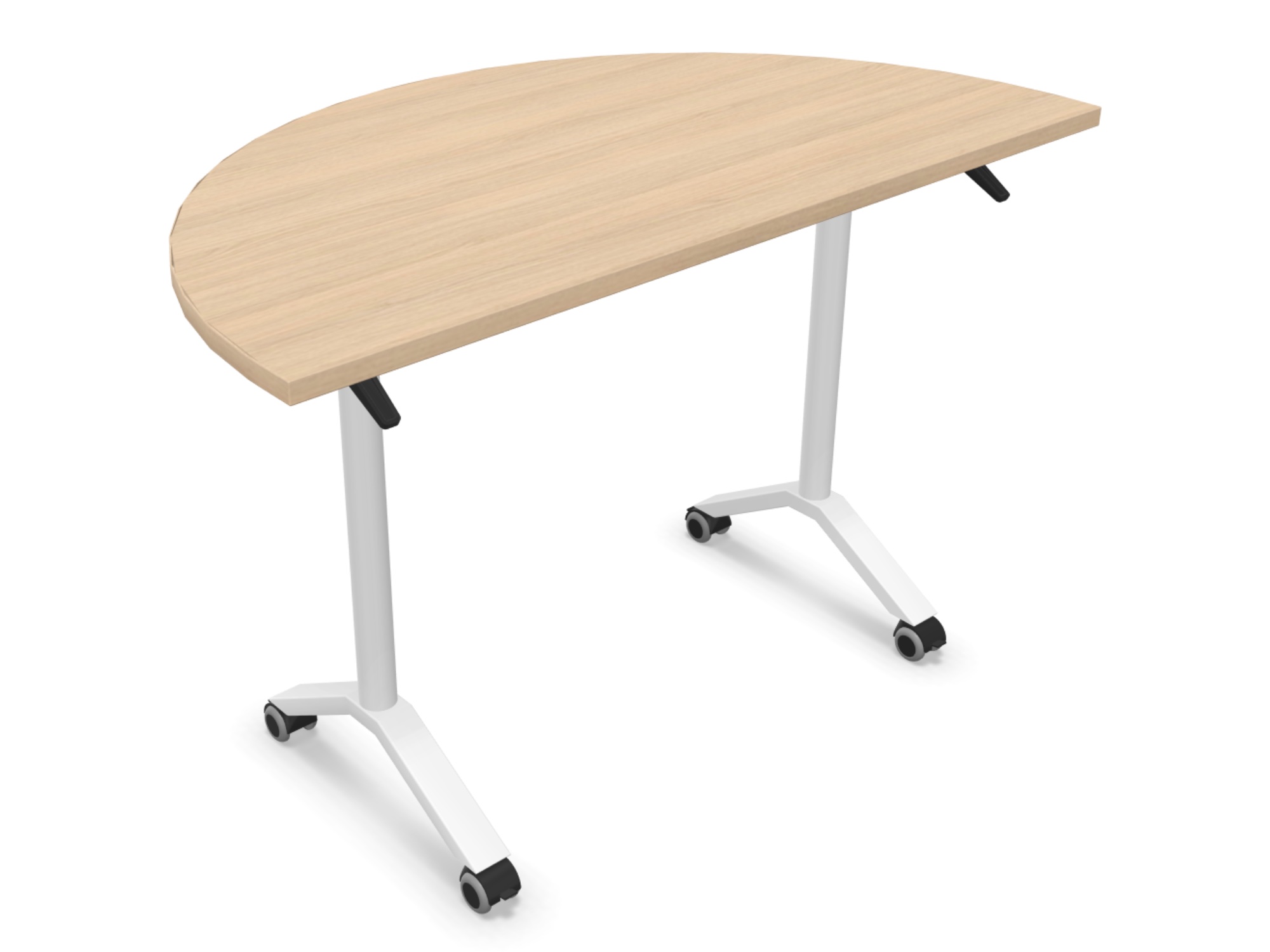 FLIP-DESK2 Klapptisch Halbkreisform mit Rollen - klappbar und rollbar