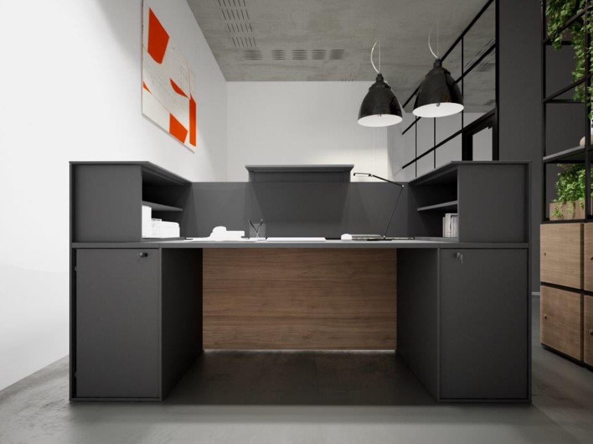Theke mit Stauraum Regal und Schubladen