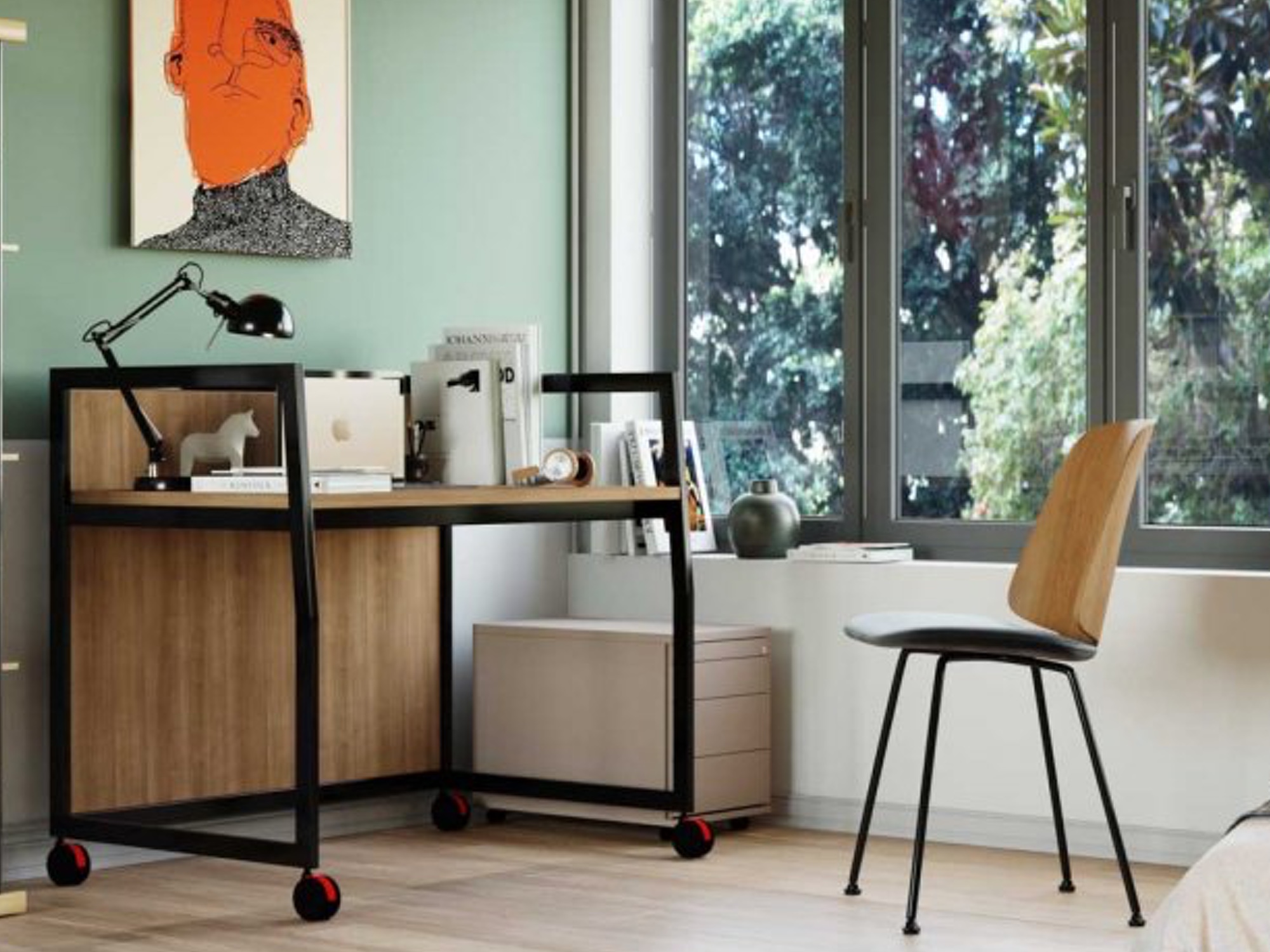 Designer Loft Schreibtisch rollbar