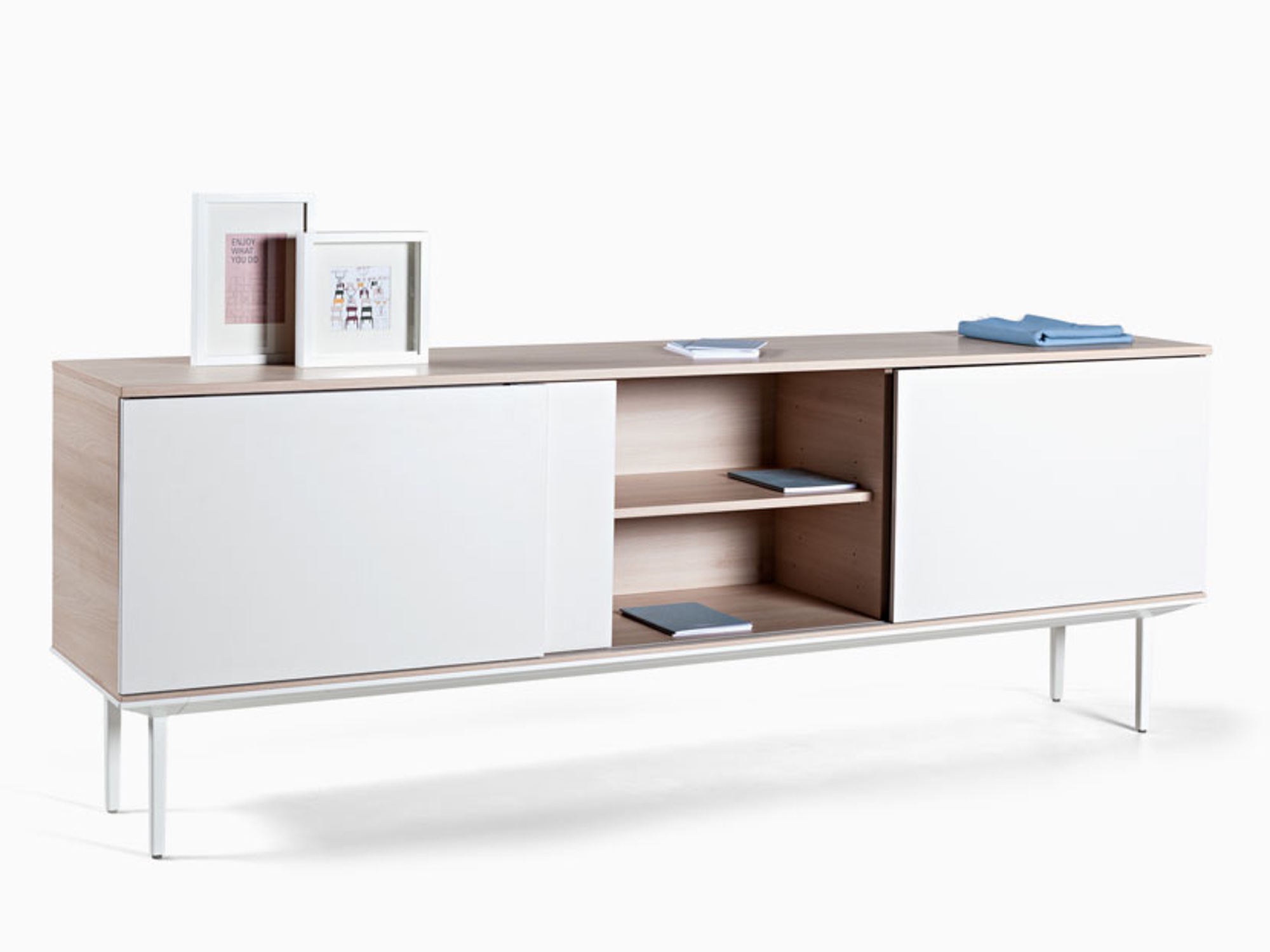 Actiu LONGO LNA11 Sideboard 180x50 mit Schiebetüren aus Glas
