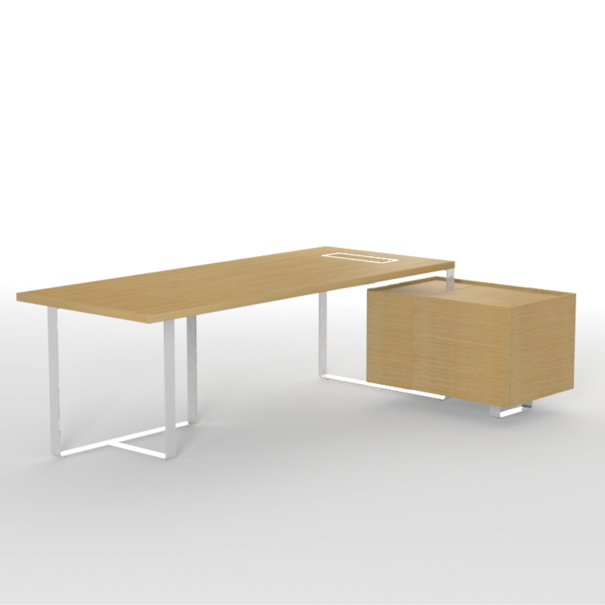 Executive Schreibtisch PURE mit Sideboard und Kabelmanagement