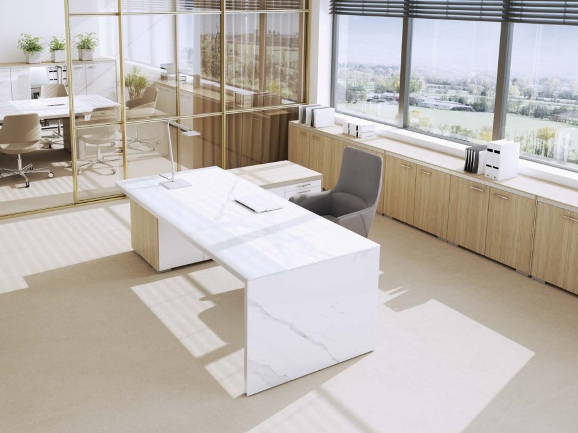Maro ARIO Executive-Schreibtisch mit integriertem Unterbausideboard