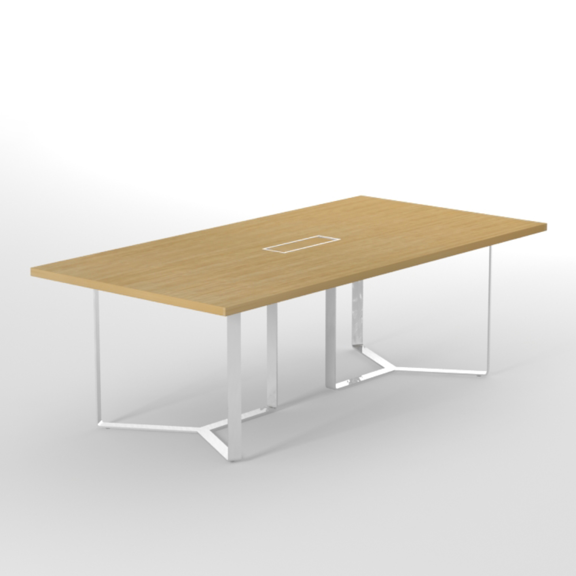 Konferenztisch PURE 240x120 cm mit Metallgestell und Kabelmanagement