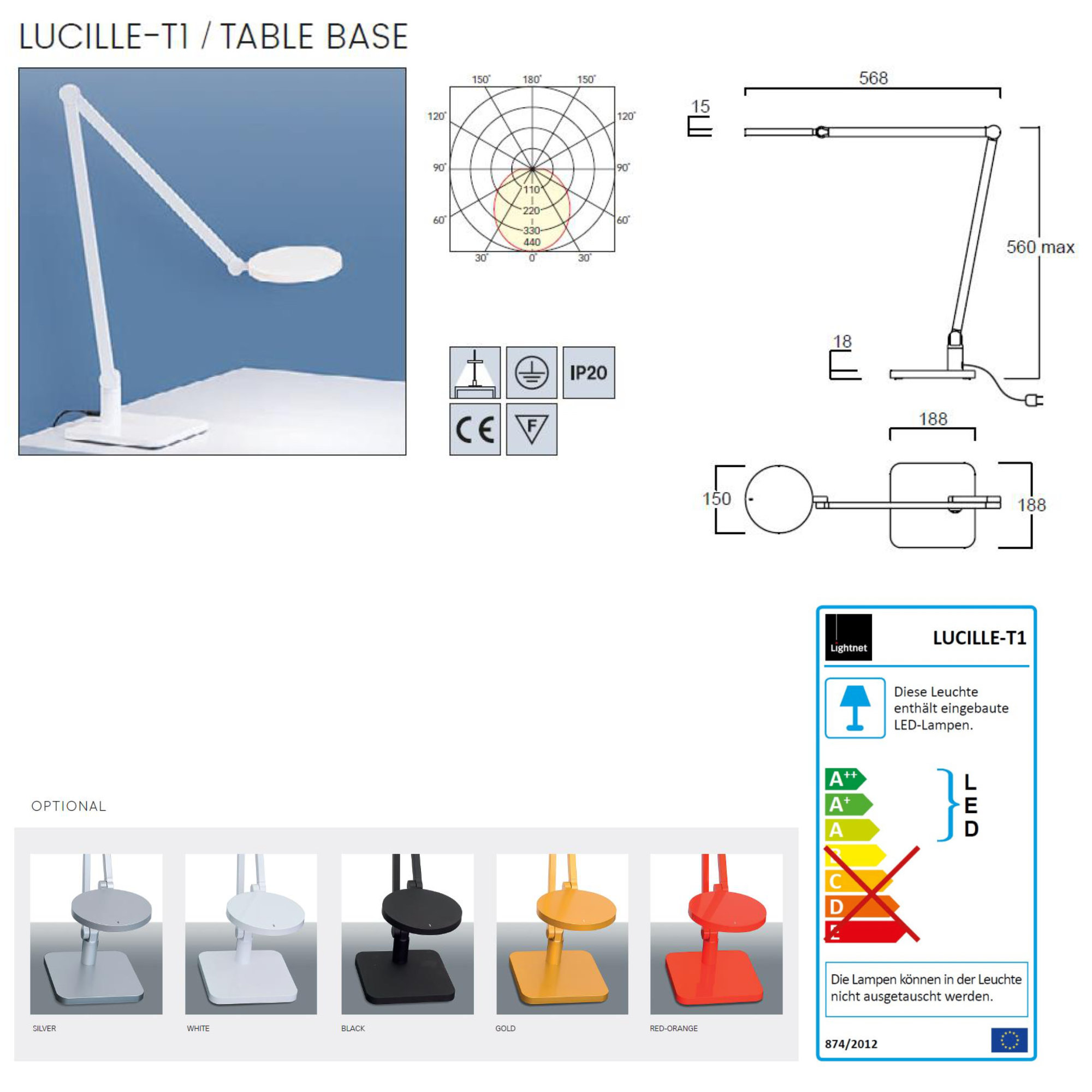 Lightnet Tischleuchte Lucielle T1 10W LED mit Fußplatte