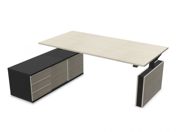 Actiu Mobility Executive 200x100 cm Schreibtisch elektrisch mit Sideboard links