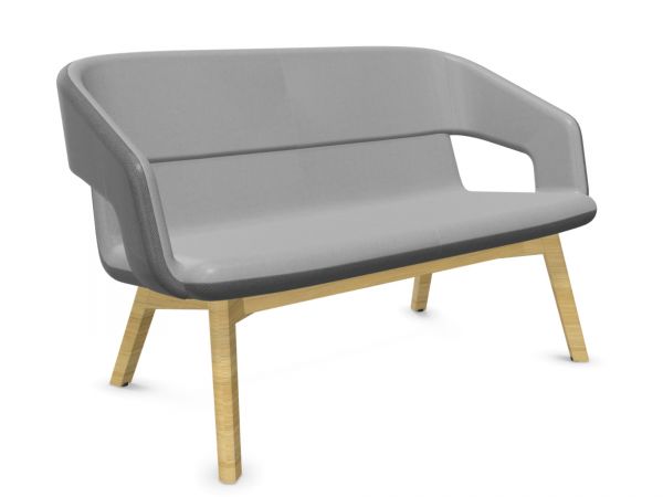 Simple Wood Loungesofa 2-Sitzer niedrig mit Esche Holzgestell