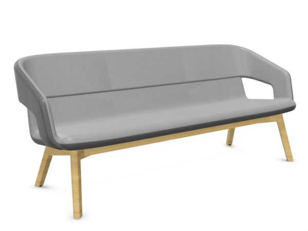 Simple Wood Loungesofa 3-Sitzer niedrig mit Esche Holzgestell