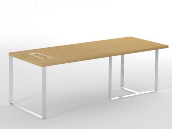 Executive Schreibtisch PURE 180/220 x 90 cm mit Metallgestell und Kabelmanagement
