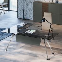Frezza Winkelschreibtisch Spike Glas